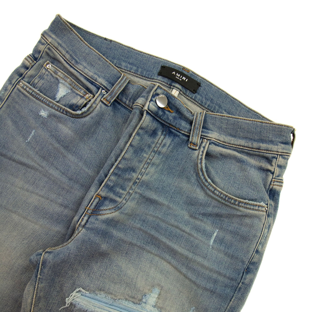 Amiri Mx1 Suede Distressed Jeans Antique Indigo