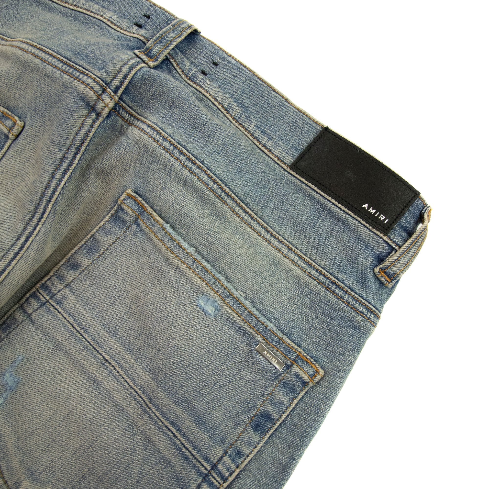 Amiri Mx1 Suede Distressed Jeans Antique Indigo