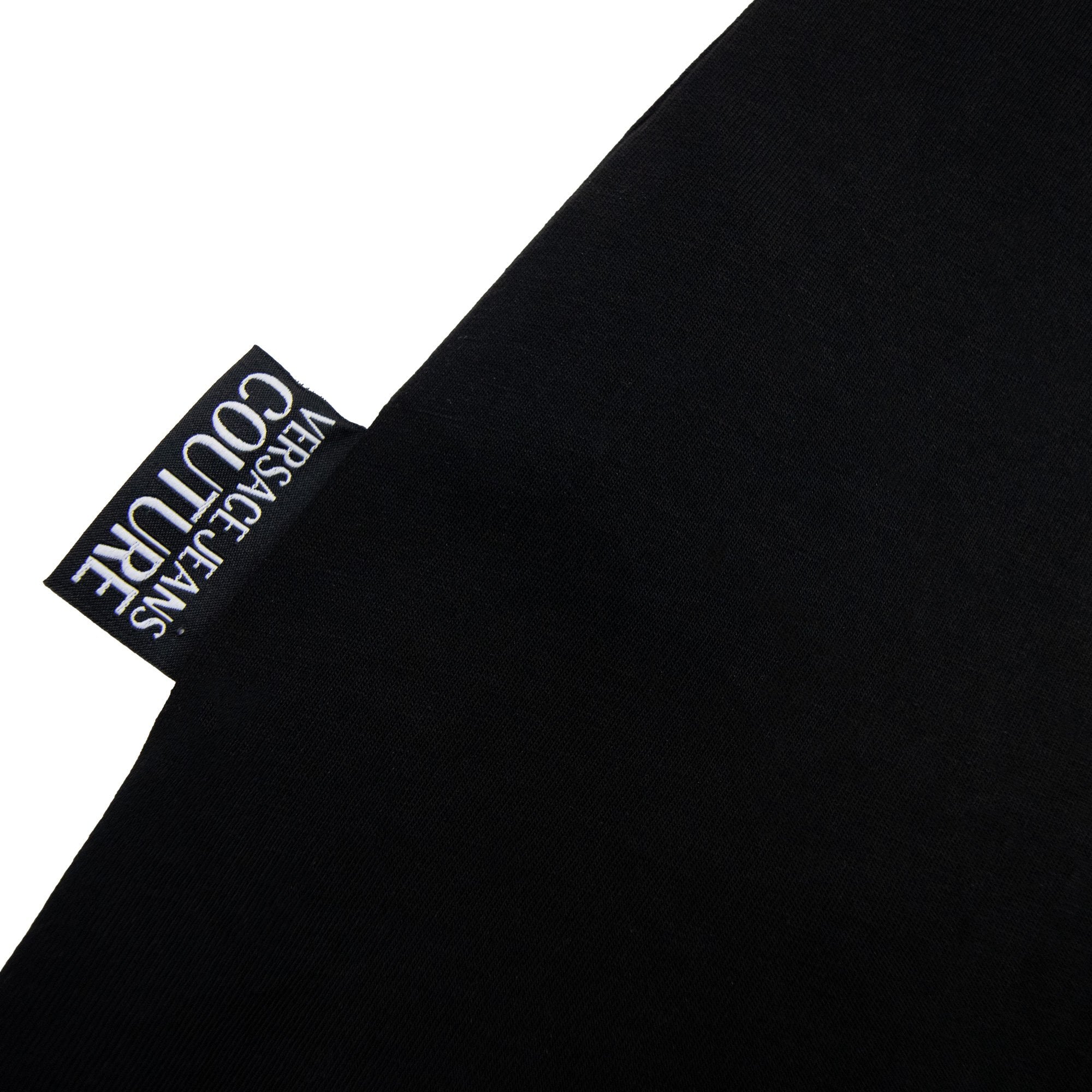 Versace Jeans Couture Embroidered Logo Button Crewneck T Shirt Black