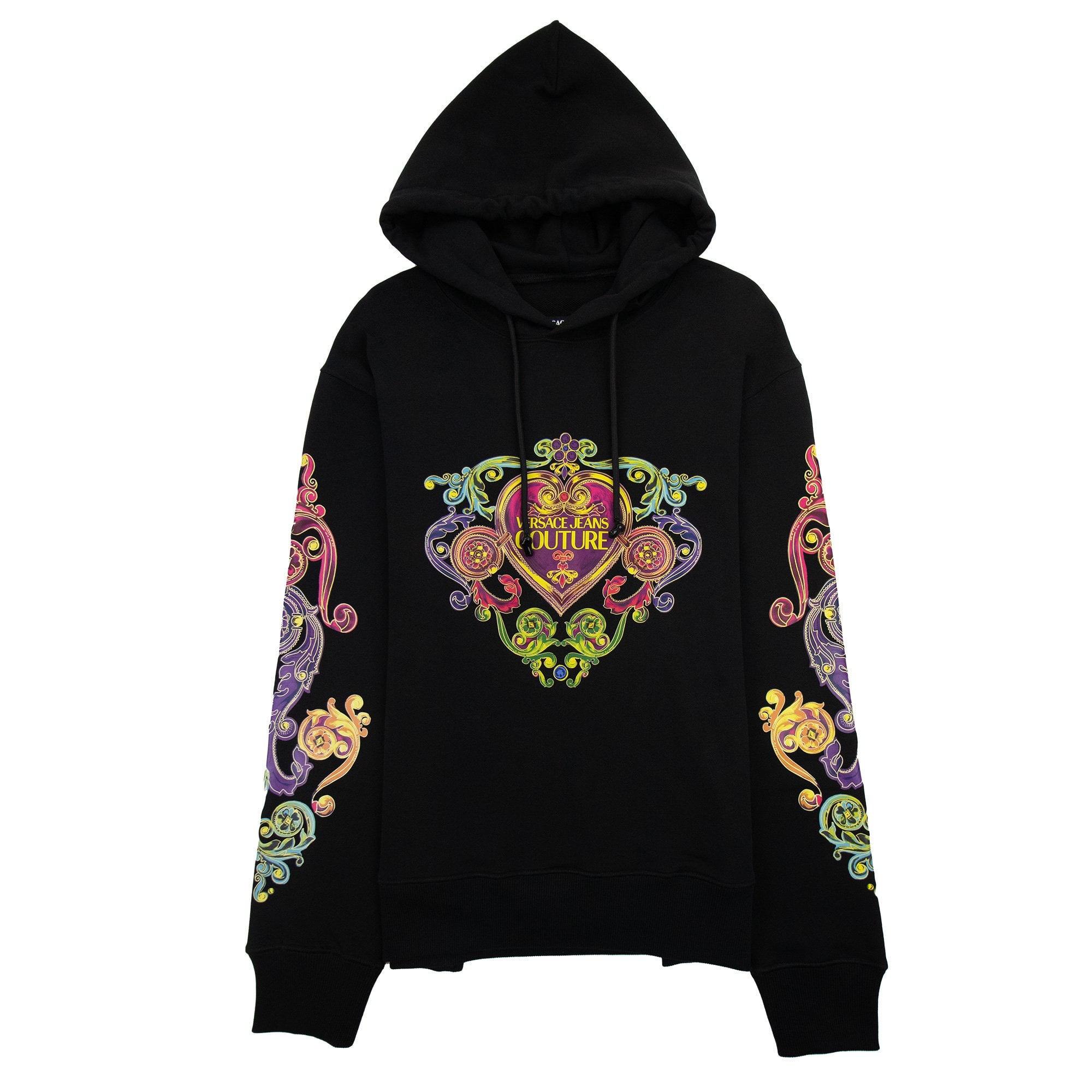 Versace Jeans Couture Printed Baroqou Hoodied Sweatshirt Black