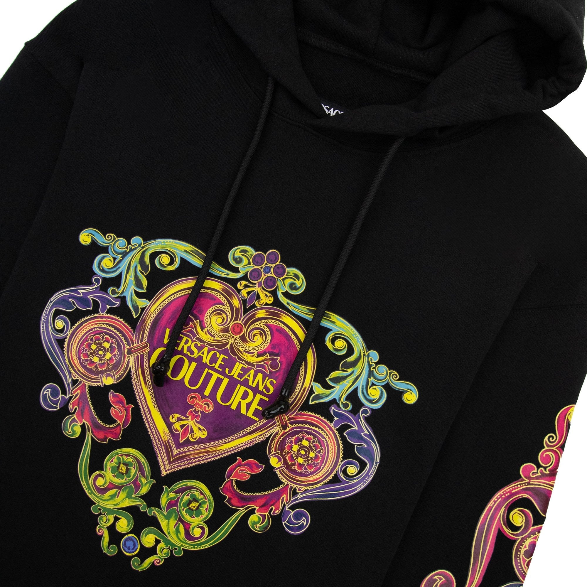 Versace Jeans Couture Printed Baroqou Hoodied Sweatshirt Black