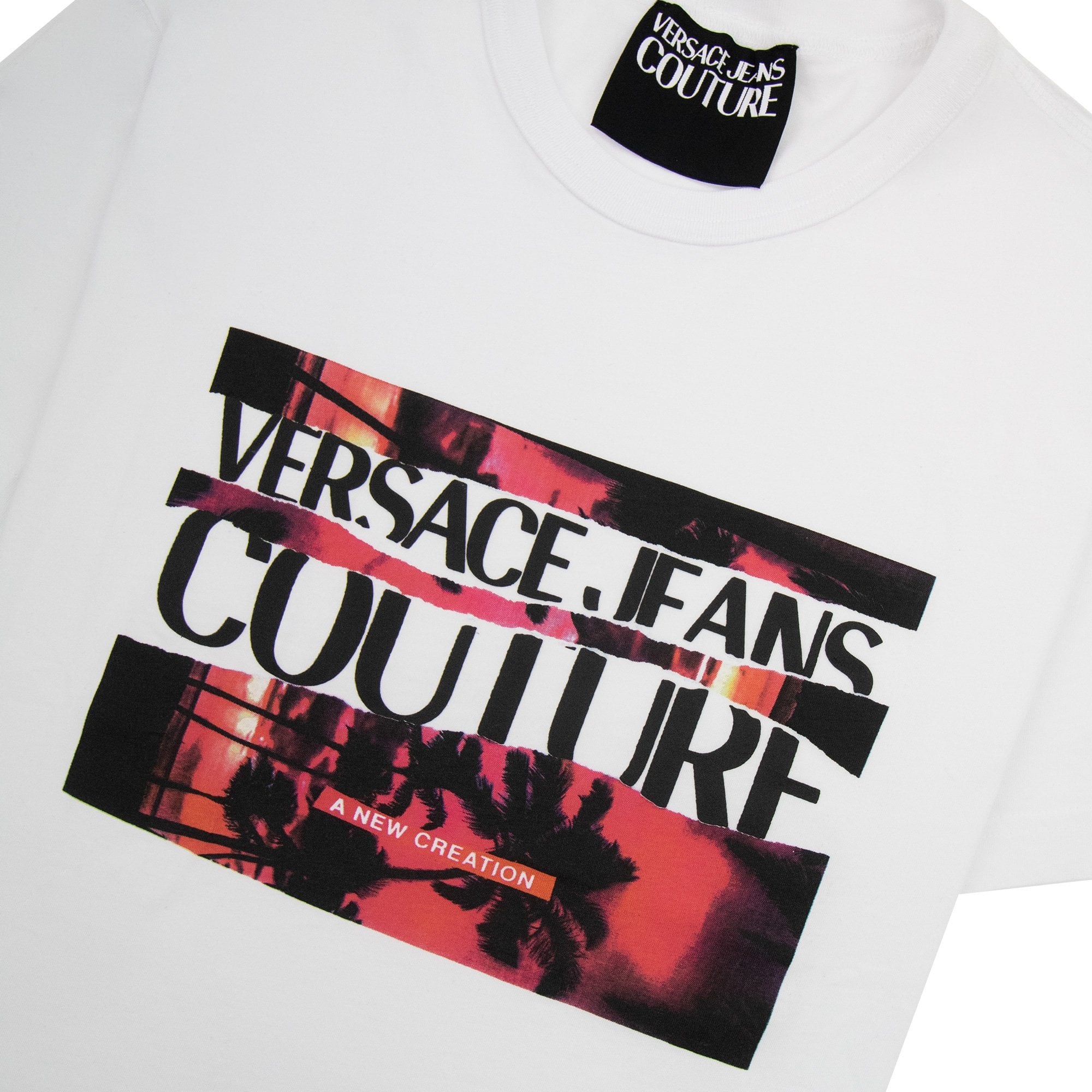 Versace Jeans Couture Logo Printed T Shirt White
