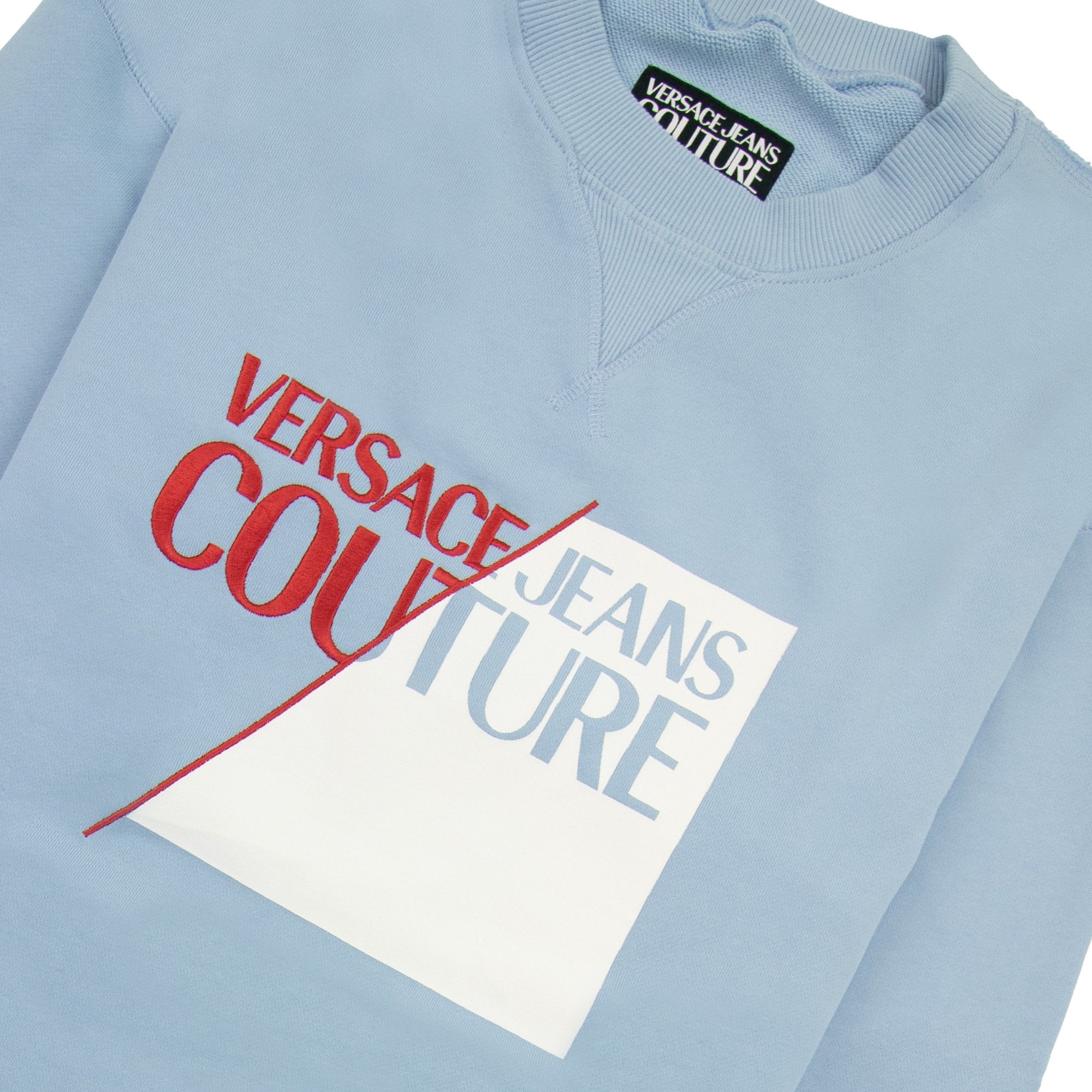 Versace Jeans Couture Big Split Foil Sweatshirt Sky Blue