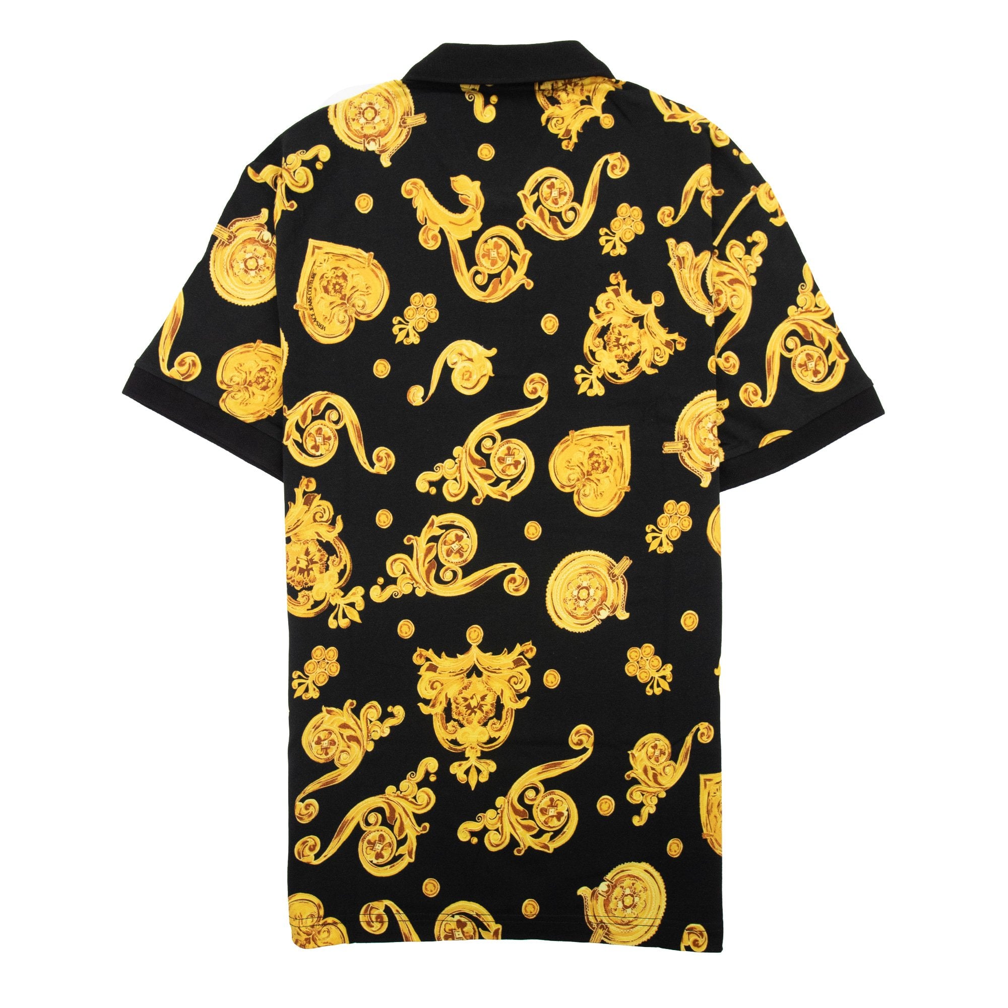 Versace Jeans Couture Baroque Print Ss Polo Shirt Black