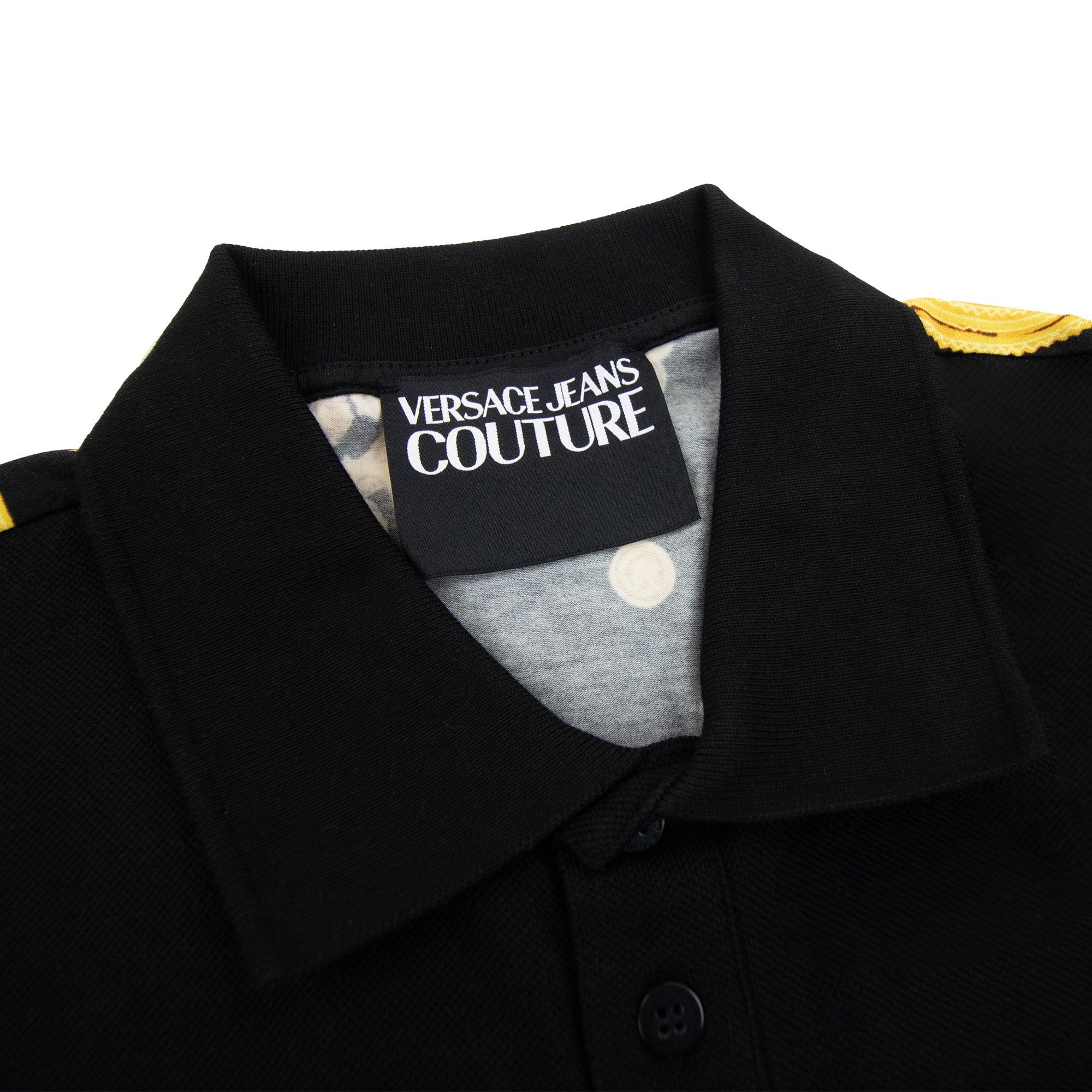Versace Jeans Couture Baroque Print Ss Polo Shirt Black