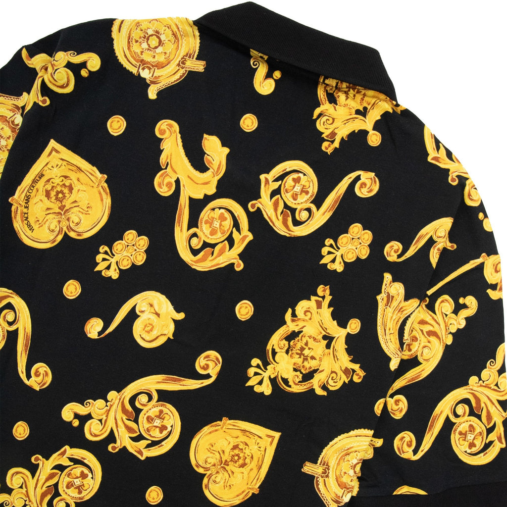Versace Jeans Couture Baroque Print Ss Polo Shirt Black