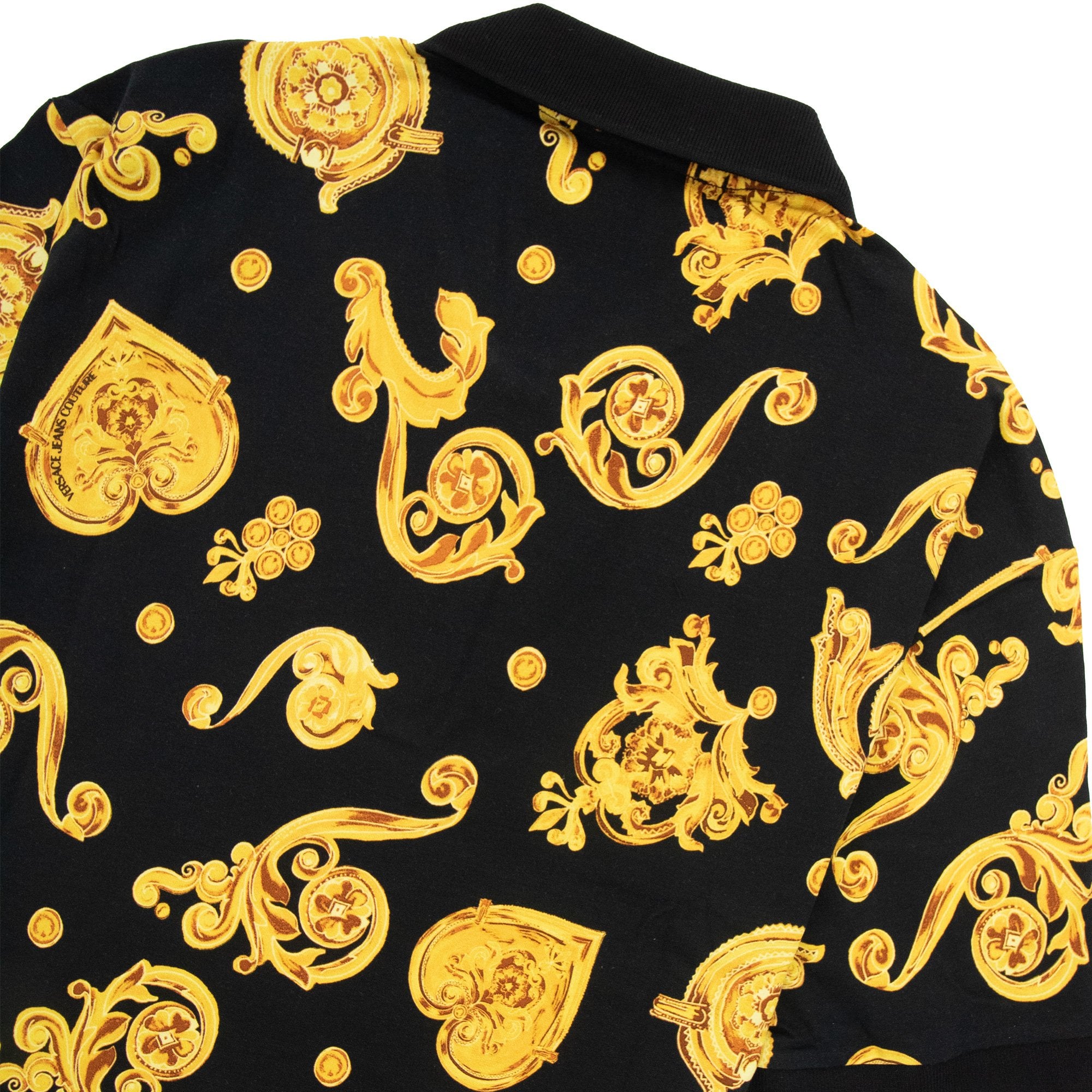 Versace Jeans Couture Baroque Print Ss Polo Shirt Black