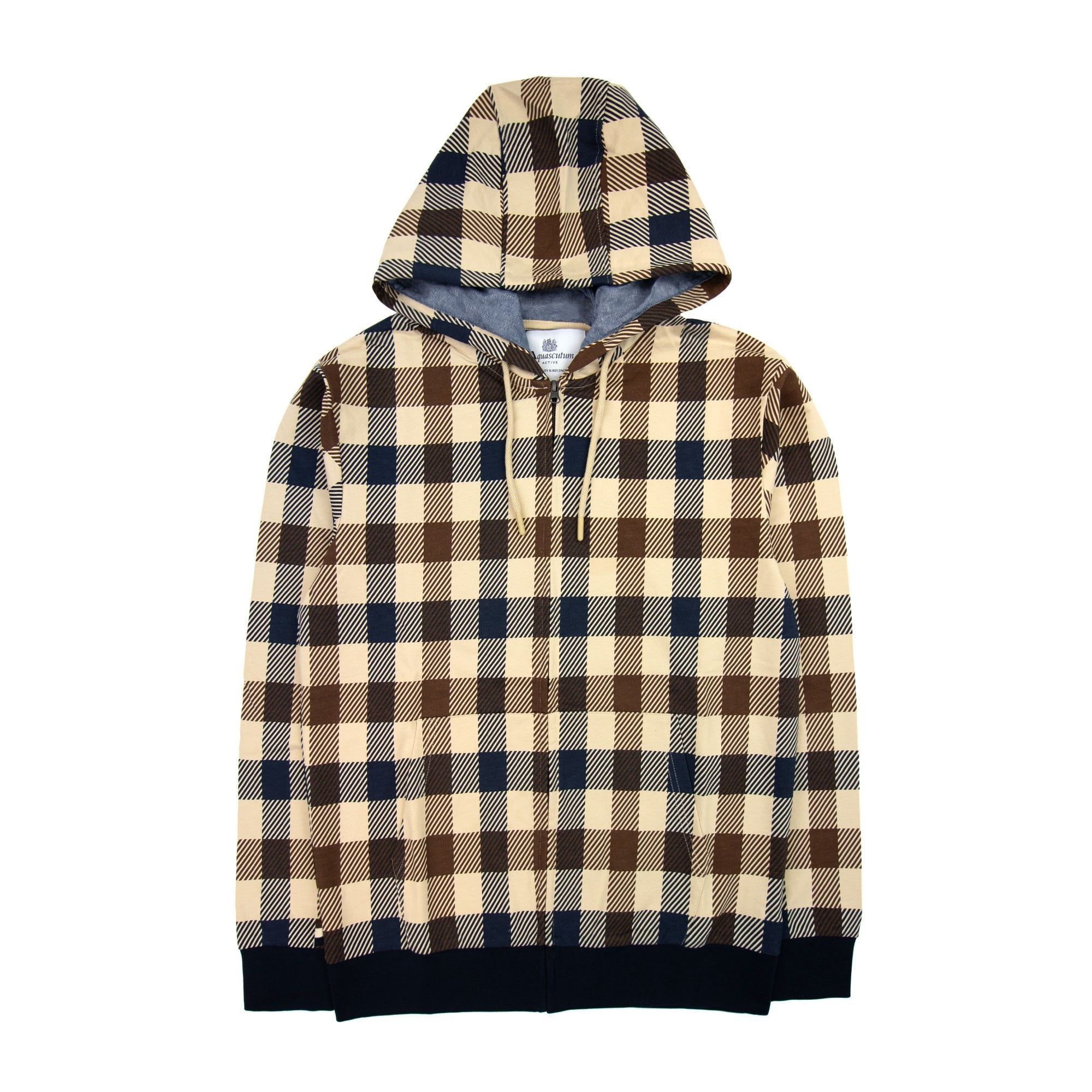 Aquascutum Active Macro Check Zip Up Hoody Navy 11