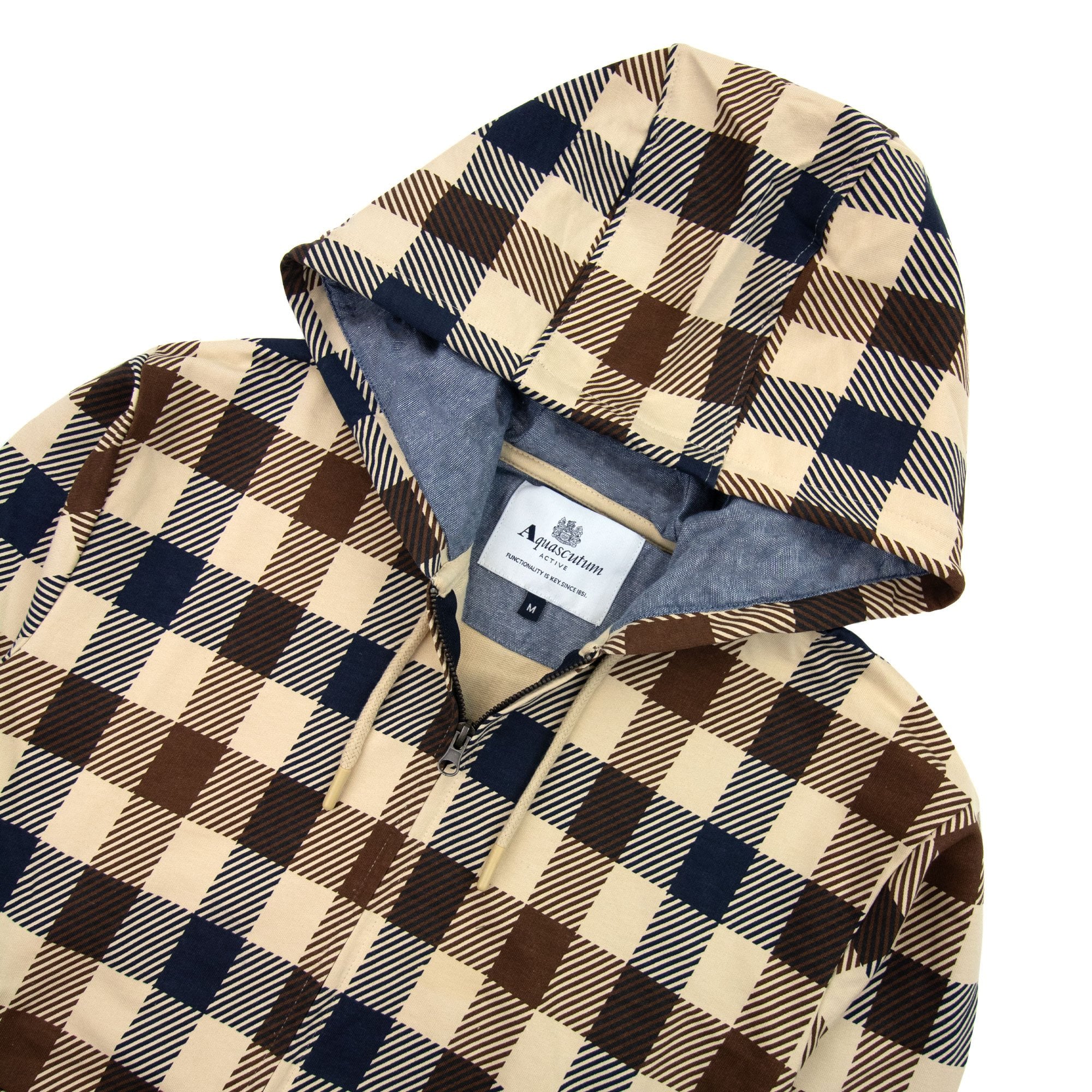 Aquascutum Active Macro Check Zip Up Hoody Navy 11