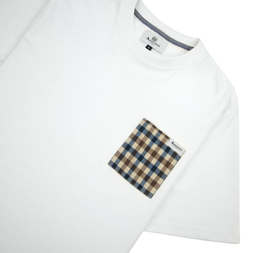 Aquascutum Active Club Check Pocket T Shirt White 001