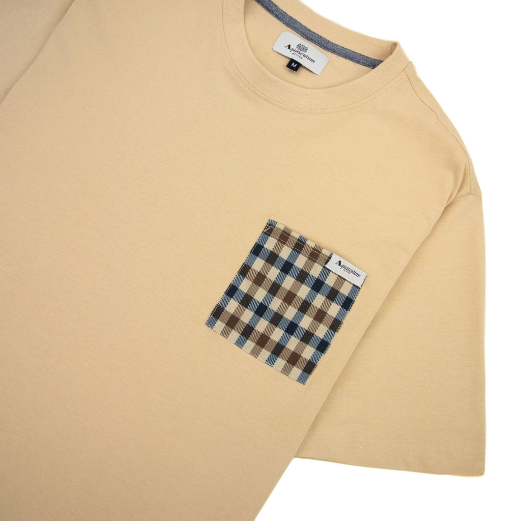 Aquascutum Active Club Check Pocket T Shirt Beige 03