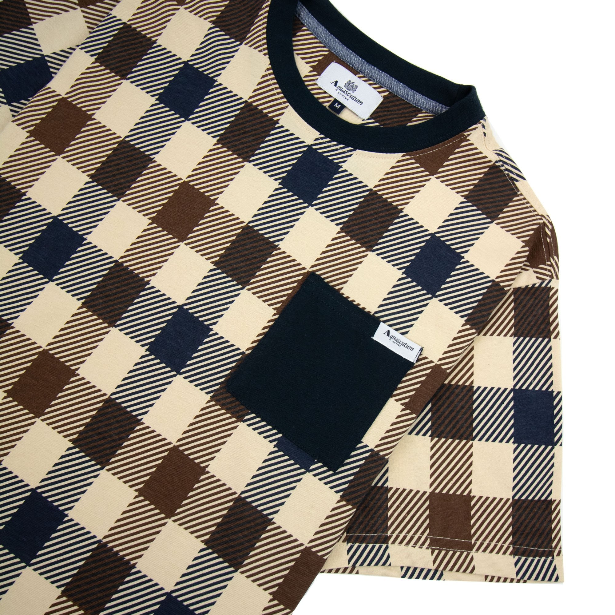 Aquascutum Active Macro Check T Shirt Navy 11