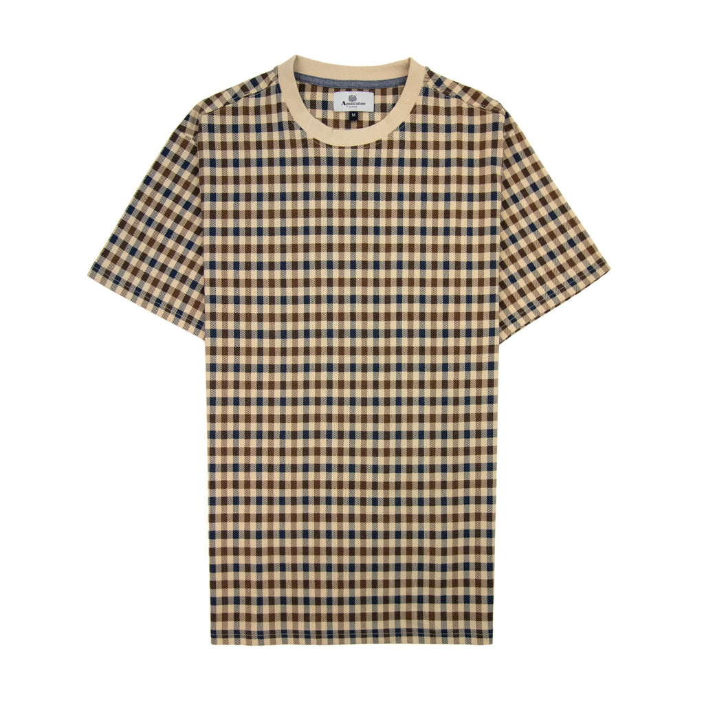 Aquascutum Active Club Check T Shirt Beige 03
