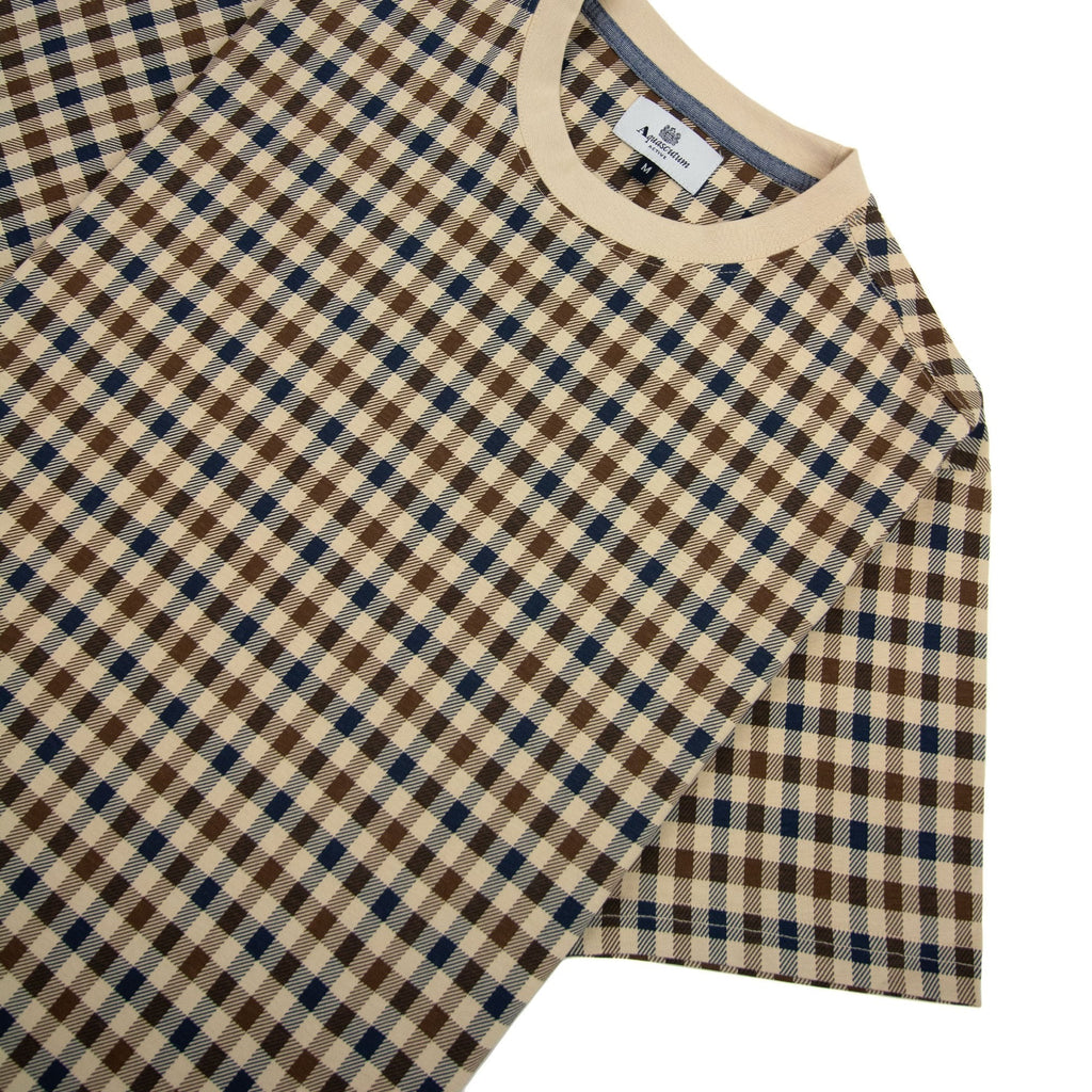 Aquascutum Active Club Check T Shirt Beige 03