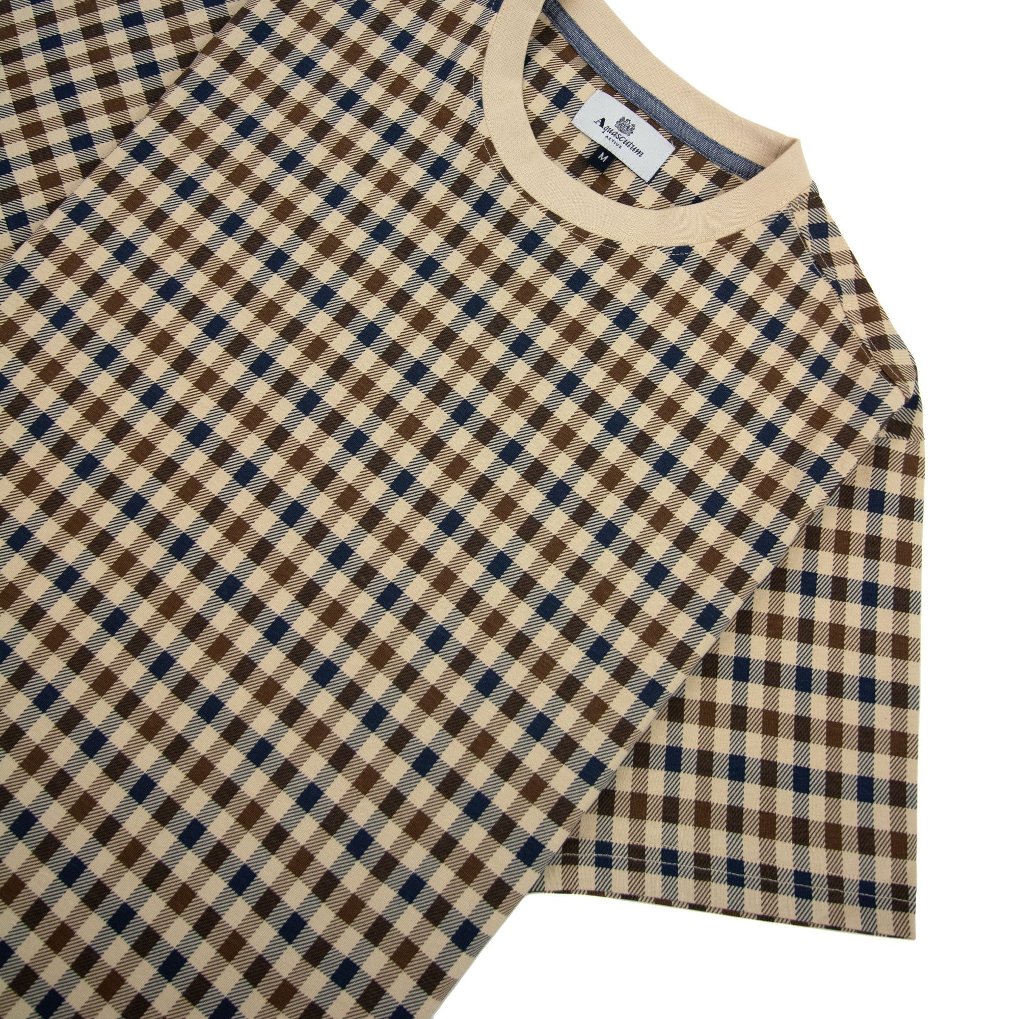 Aquascutum Active Club Check T Shirt Beige 03