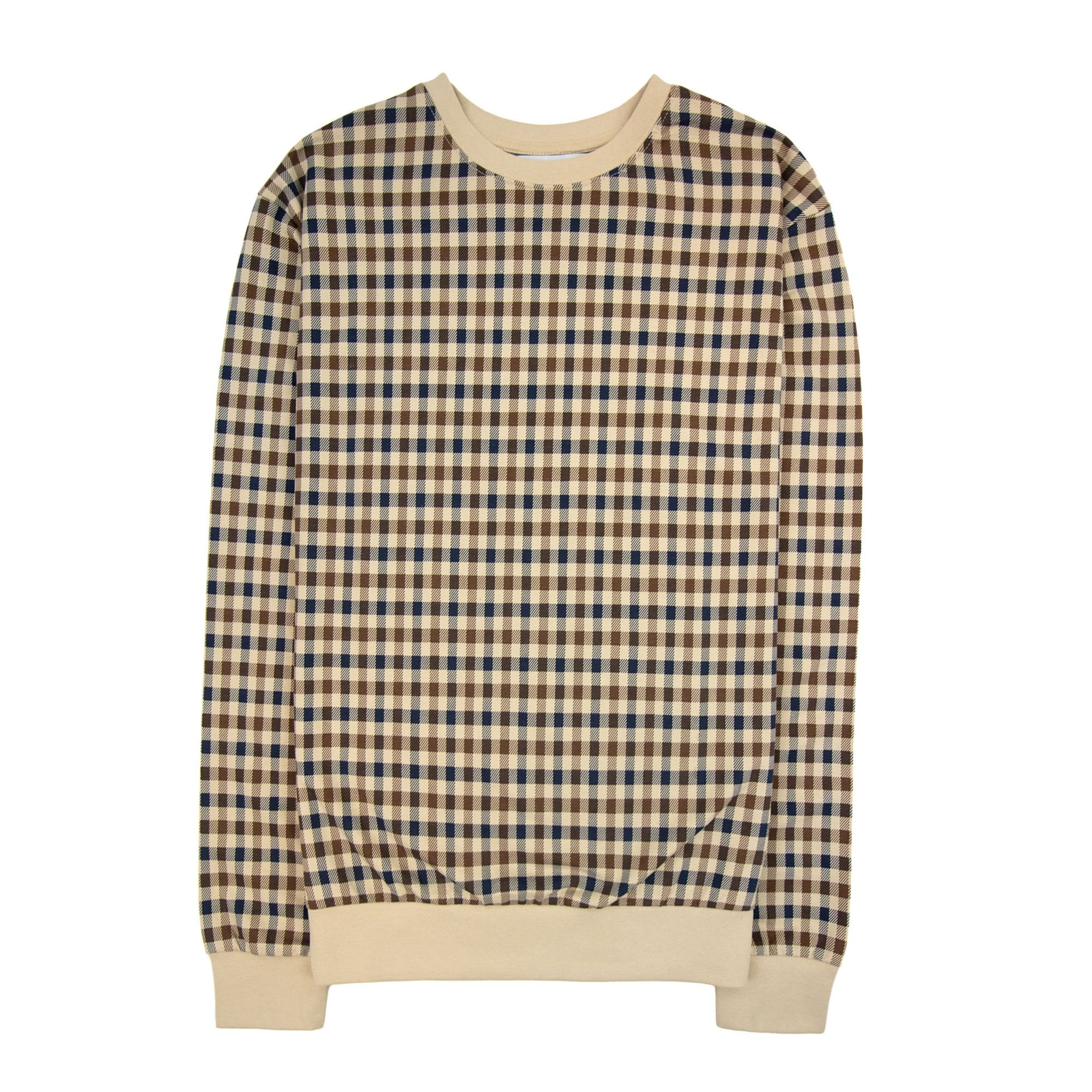 Aquascutum Active Club Check Crewneck Sweatshirt Beige 03