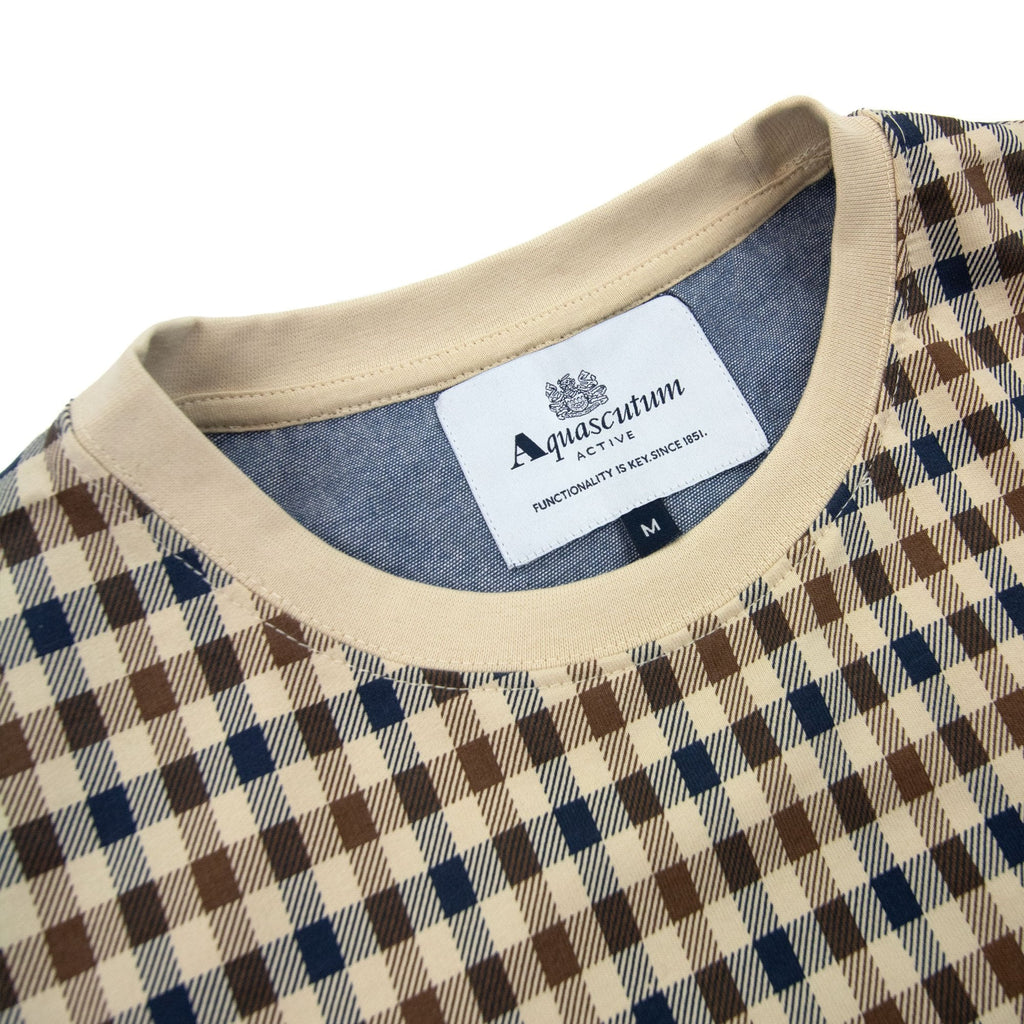 Aquascutum Active Club Check Crewneck Sweatshirt Beige 03