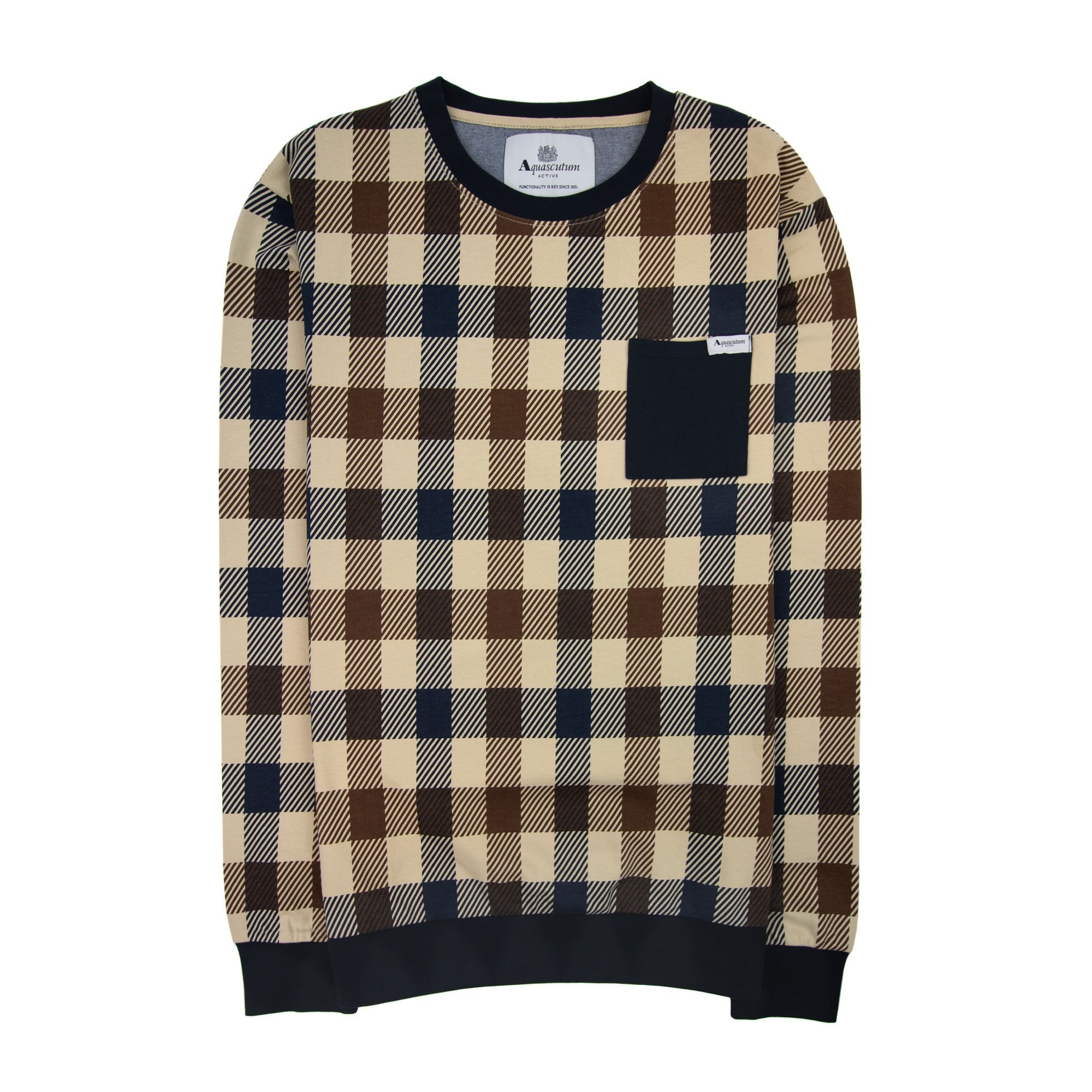 Aquascutum Active Macro Check Crewneck Sweatshirt Navy 11