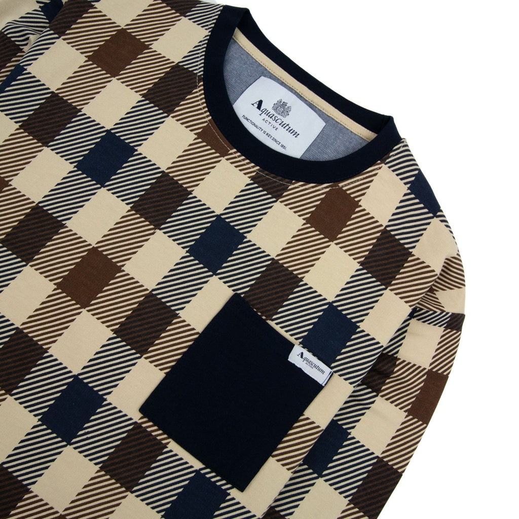 Aquascutum Active Macro Check Crewneck Sweatshirt Navy 11