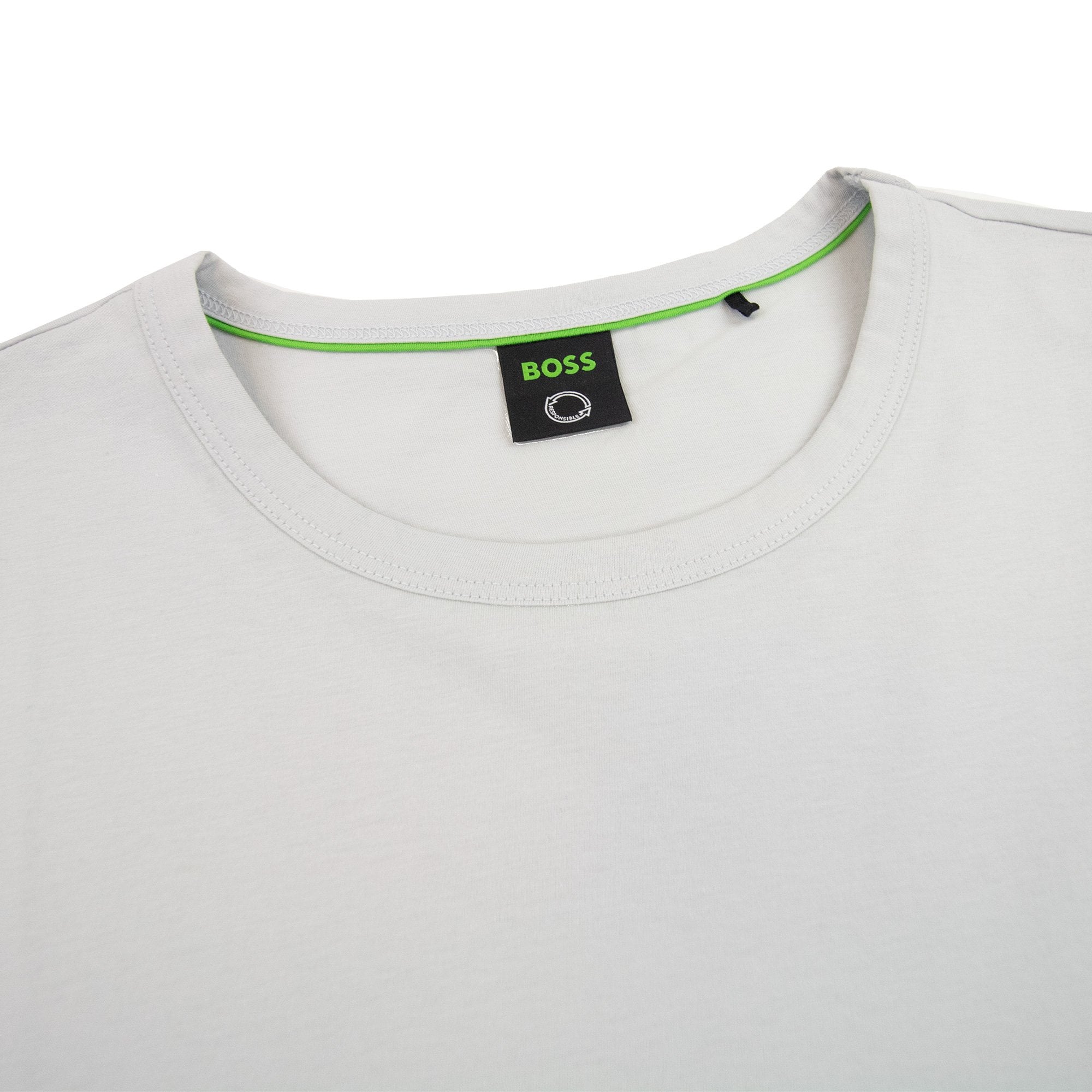 Hugo Boss Curved Logo T Shirt Open Grey