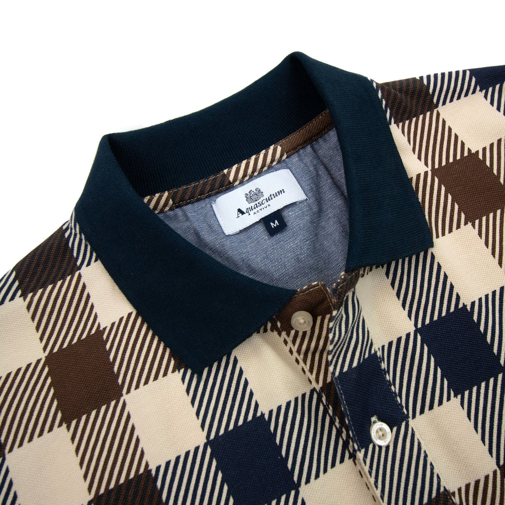 Aquascutum Active Macro Check Polo Navy 11