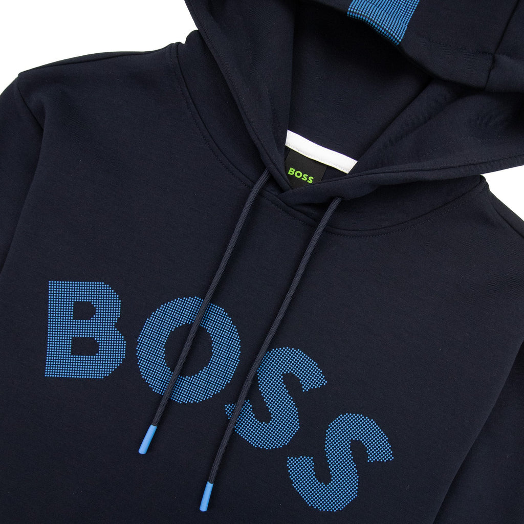 Hugo Boss Soody 2 Curved Logo Hooded Sweatashirt Navy 402