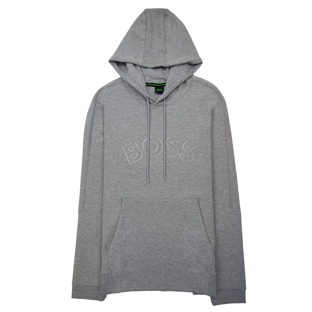 Hugo Boss Soody 2 Curved Logo Hooded Sweatshirt Grey 059