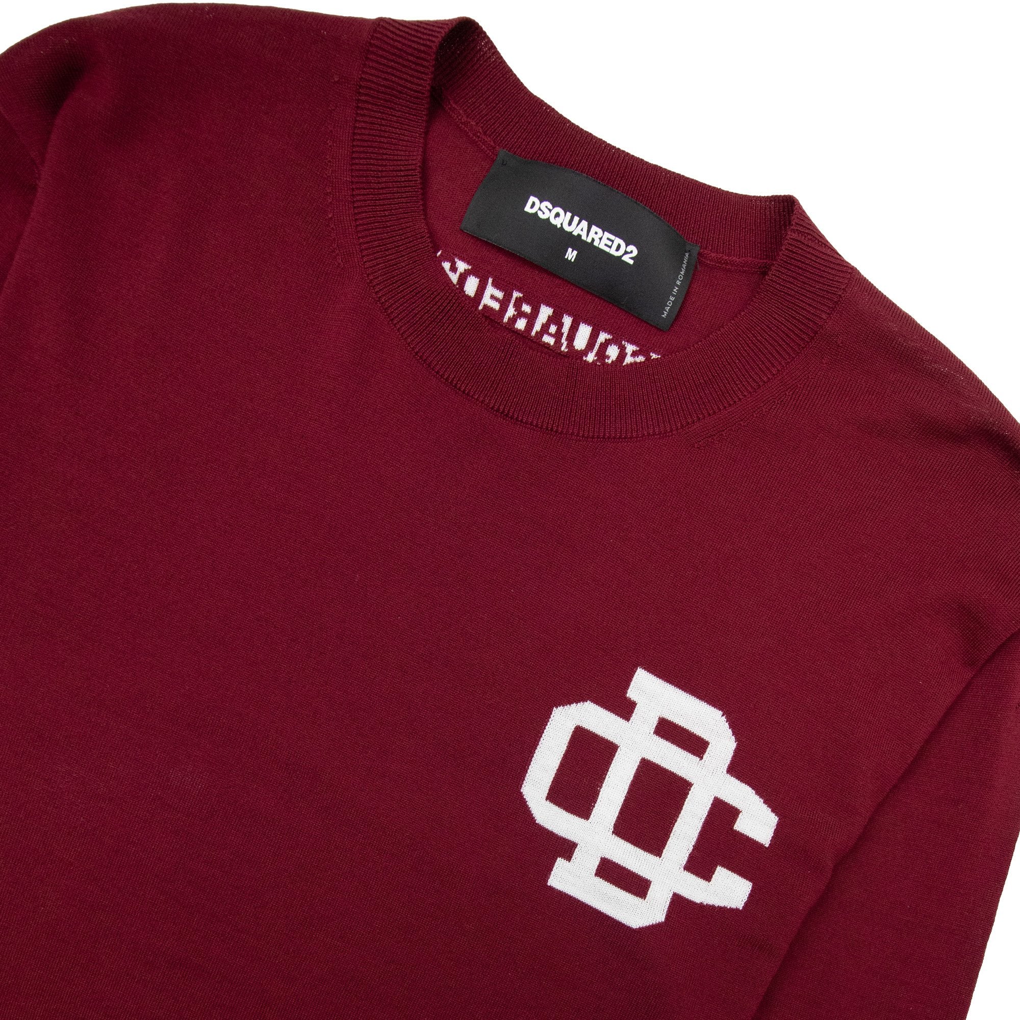 Dsquared2 Monogram Logo Knitted Sweater Burgundy