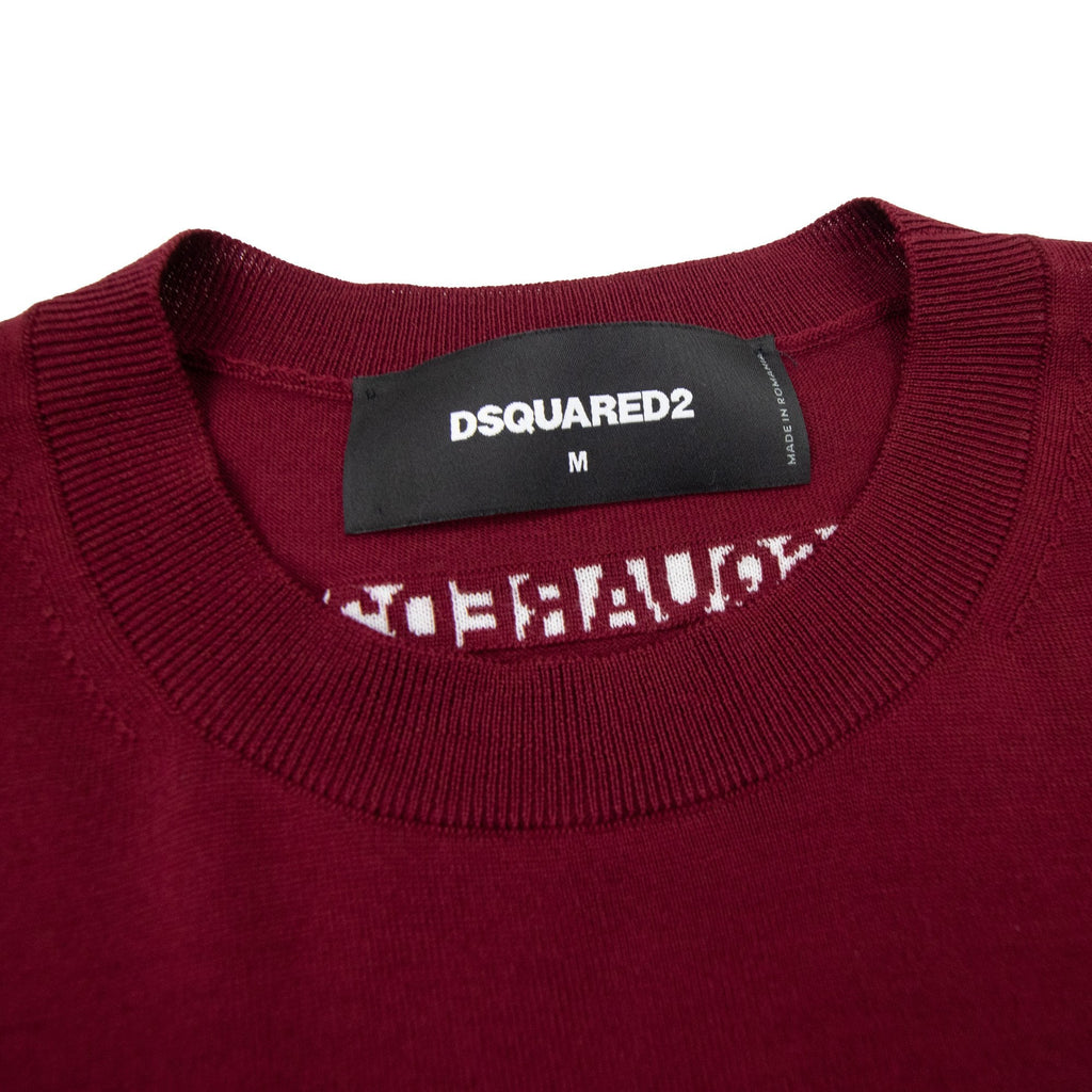 Dsquared2 Monogram Logo Knitted Sweater Burgundy