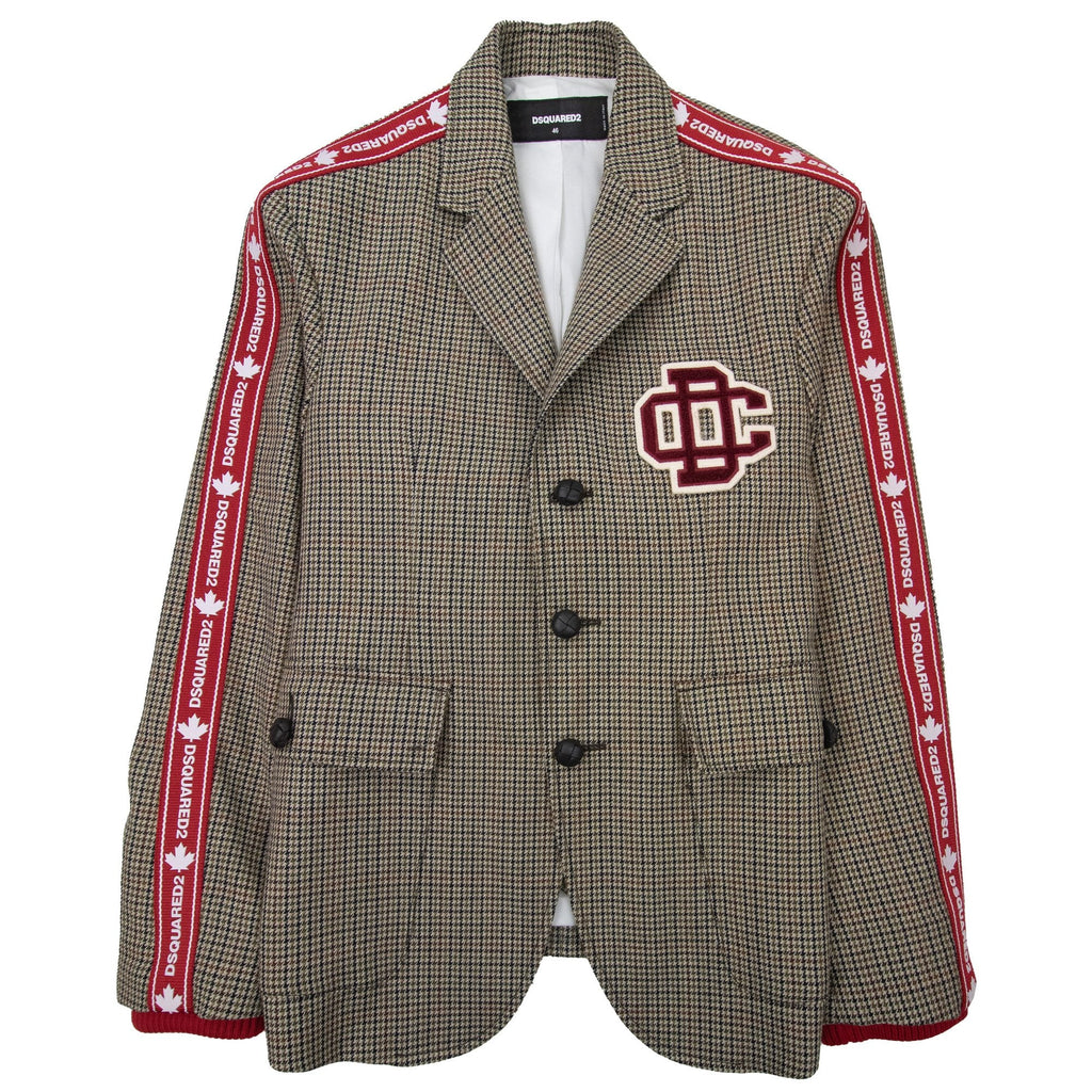 Dsquared2 Tape Detail Check Sport Blazer Jacket Beige 001