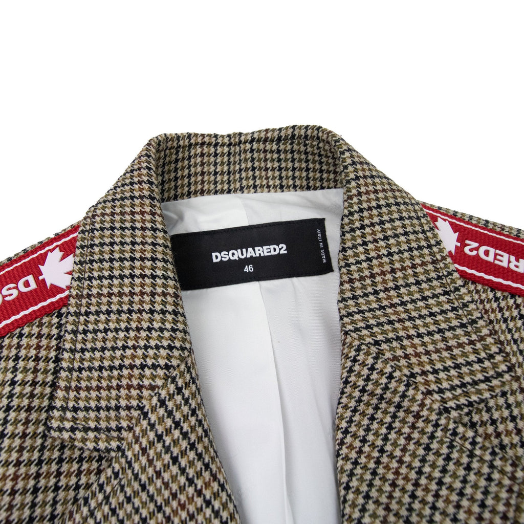 Dsquared2 Tape Detail Check Sport Blazer Jacket Beige 001