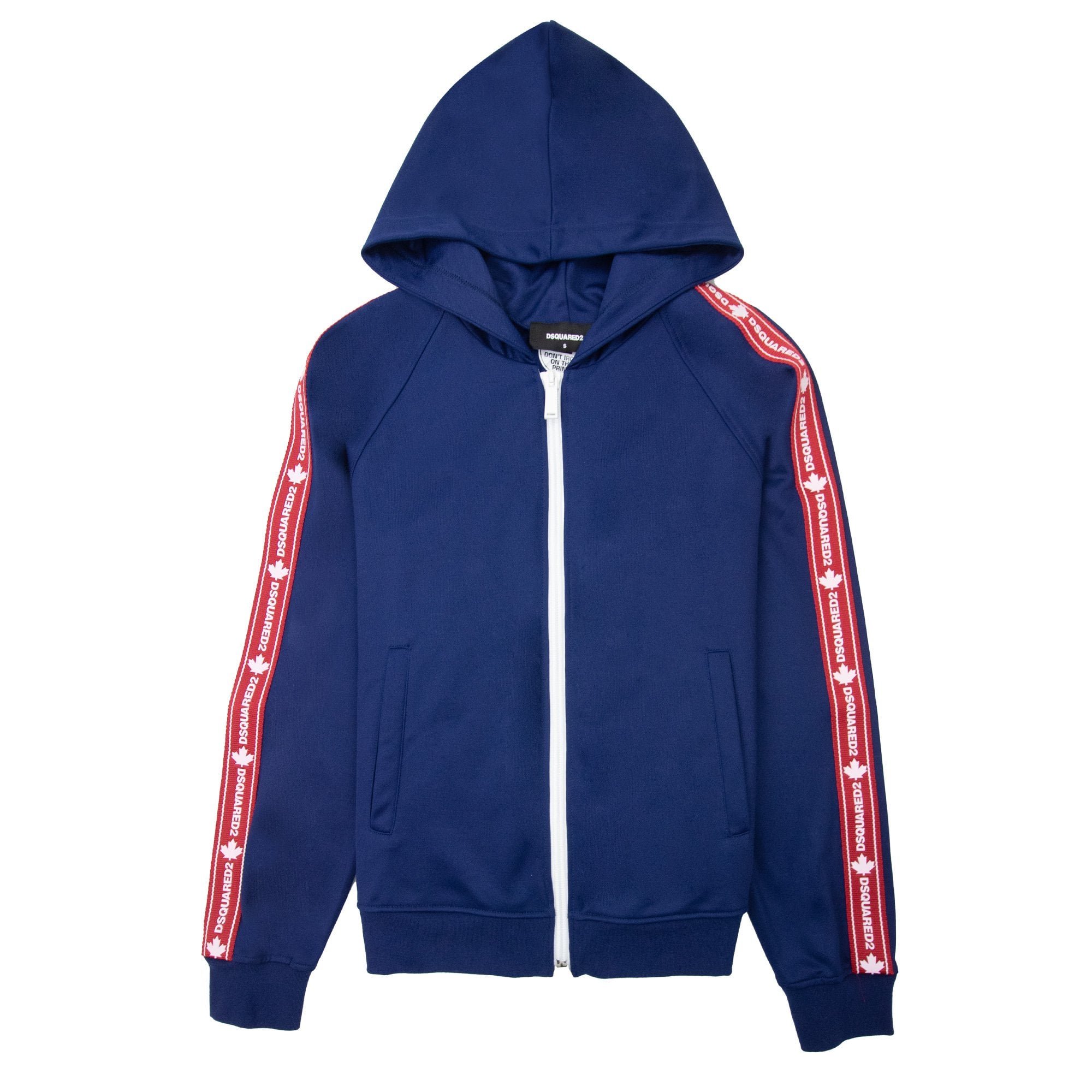 Dsquared2 Tape Detail Zip Up Hoodie Blue 477