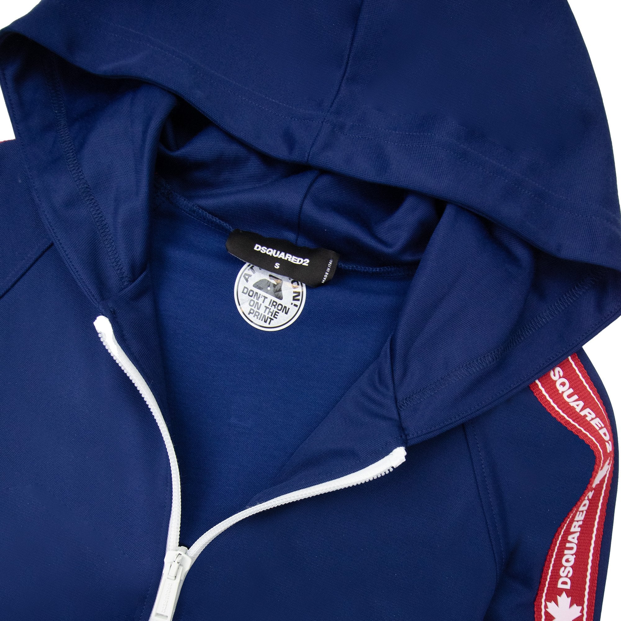 Dsquared2 Tape Detail Zip Up Hoodie Blue 477