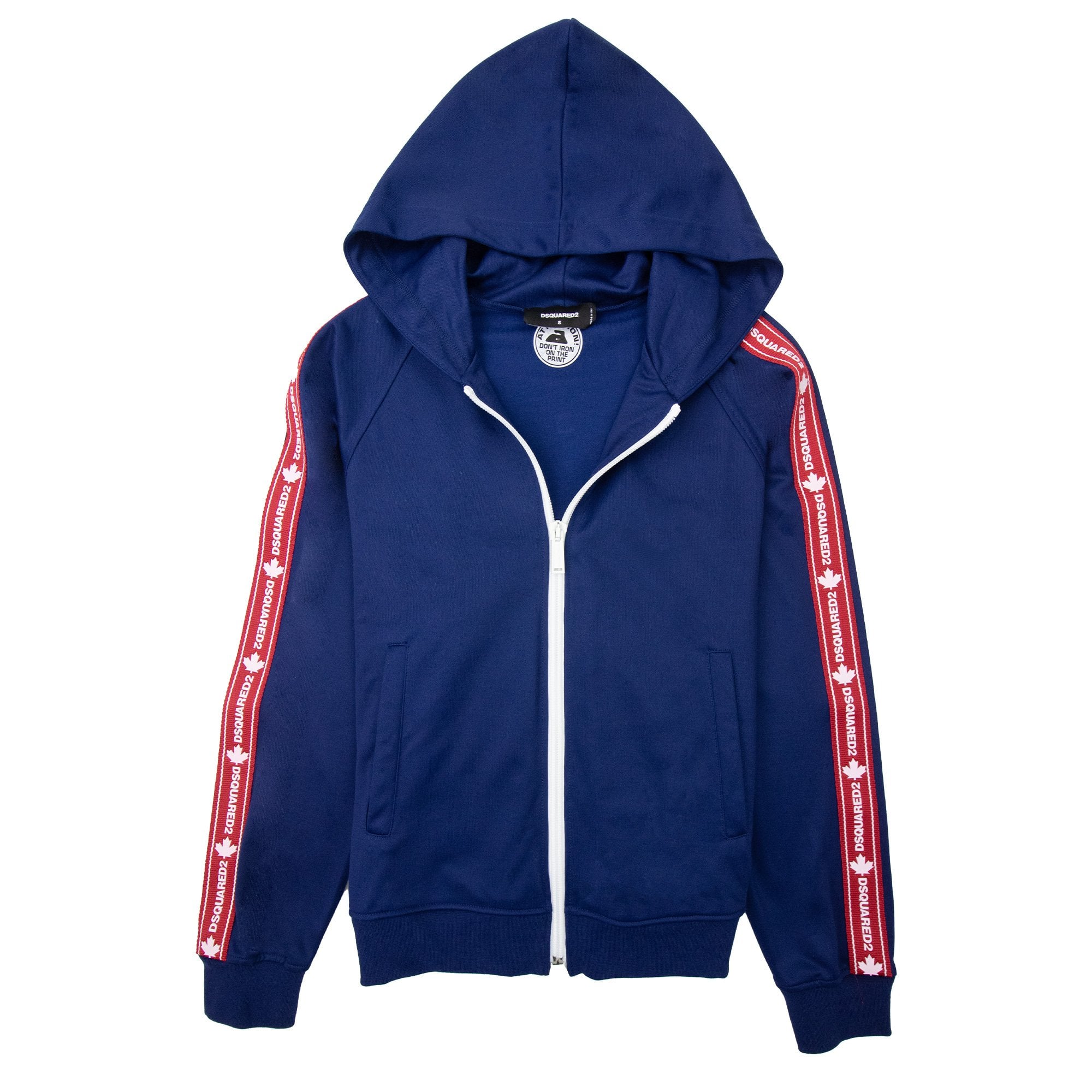 Dsquared2 Tape Detail Zip Up Hoodie Blue 477