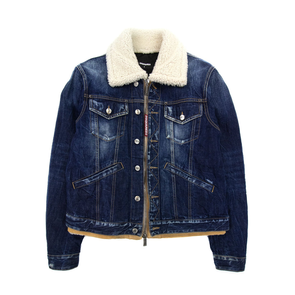 Dsquared2 Faux Shearling Lined Denim Jacket Denim 470
