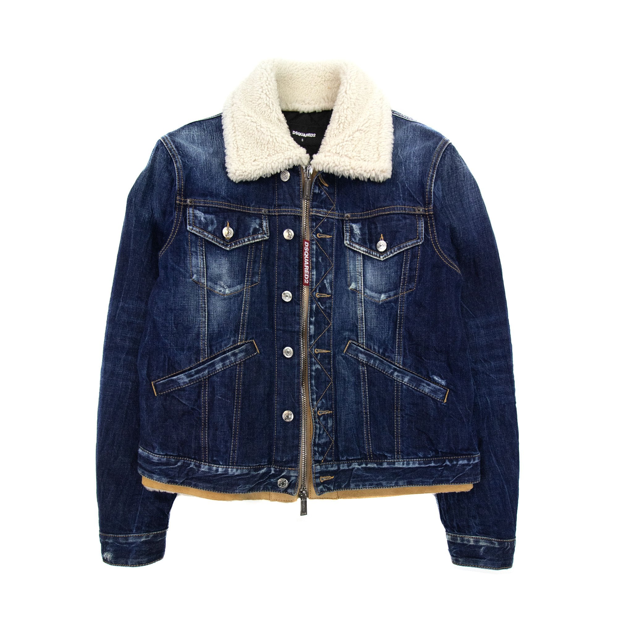 Dsquared2 Faux Shearling Lined Denim Jacket Denim 470