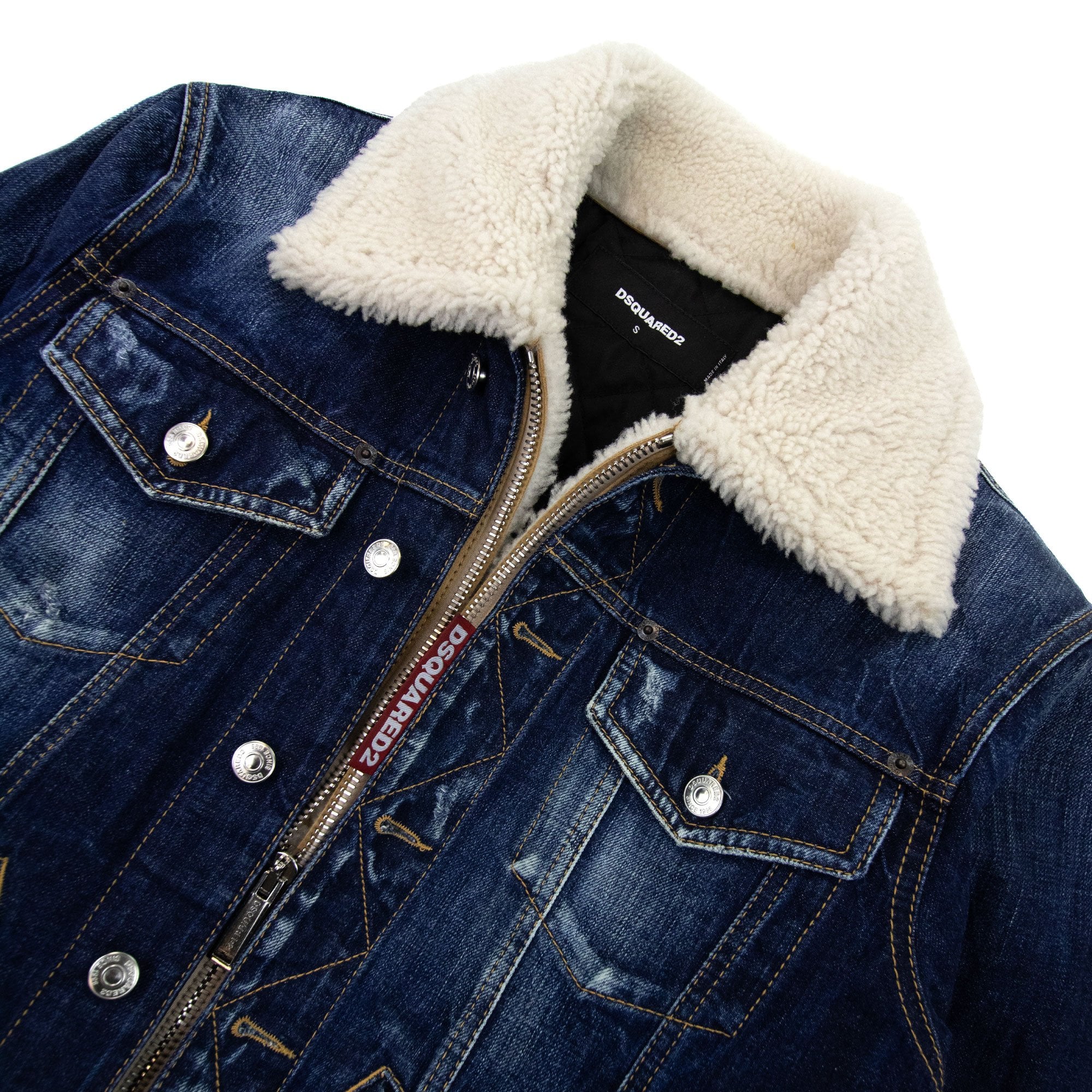 Dsquared2 Faux Shearling Lined Denim Jacket Denim 470