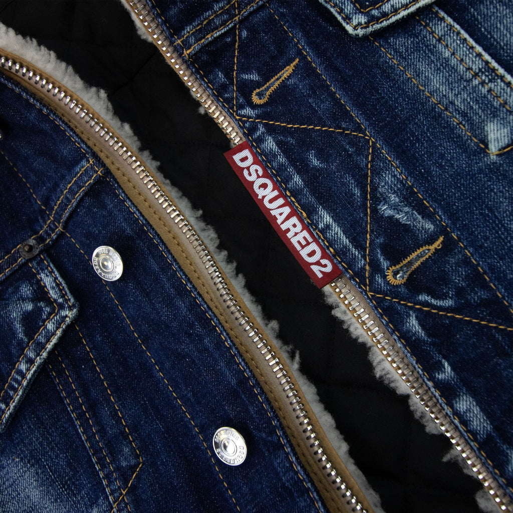 Dsquared2 Faux Shearling Lined Denim Jacket Denim 470