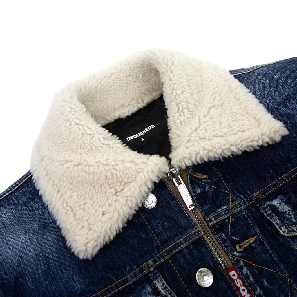 Dsquared2 Faux Shearling Lined Denim Jacket Denim 470