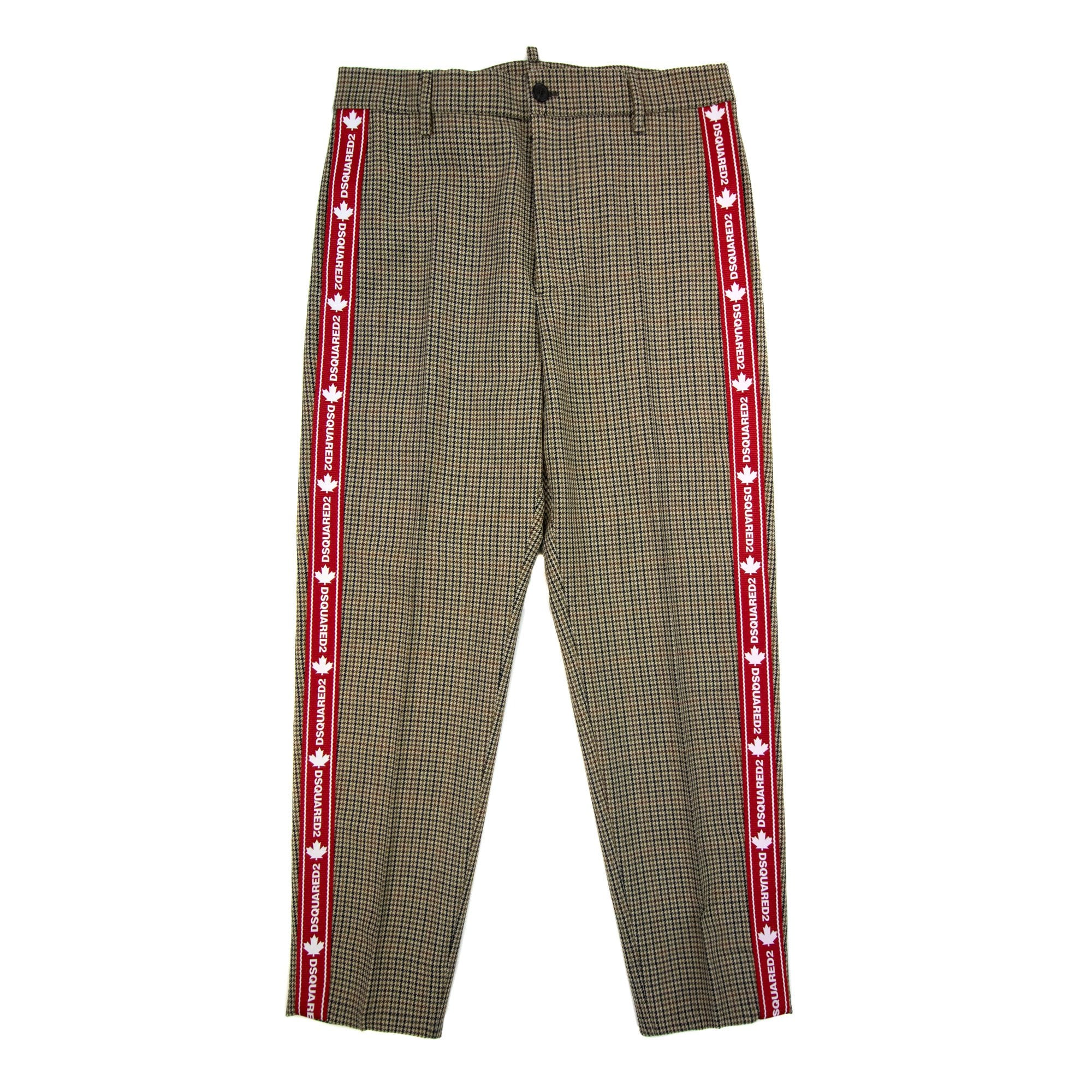 Dsquared2 Check Pattern Tape Logo Trouser Beige 001