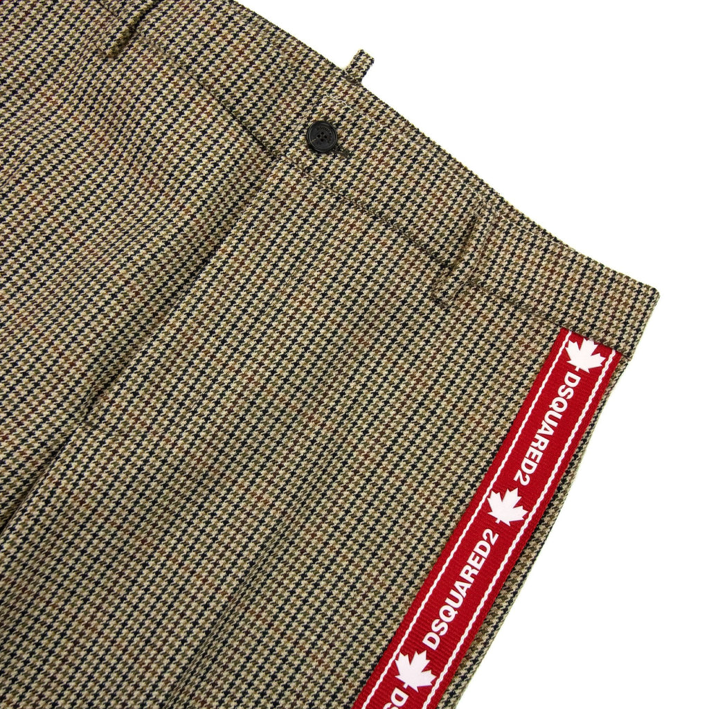 Dsquared2 Check Pattern Tape Logo Trouser Beige 001