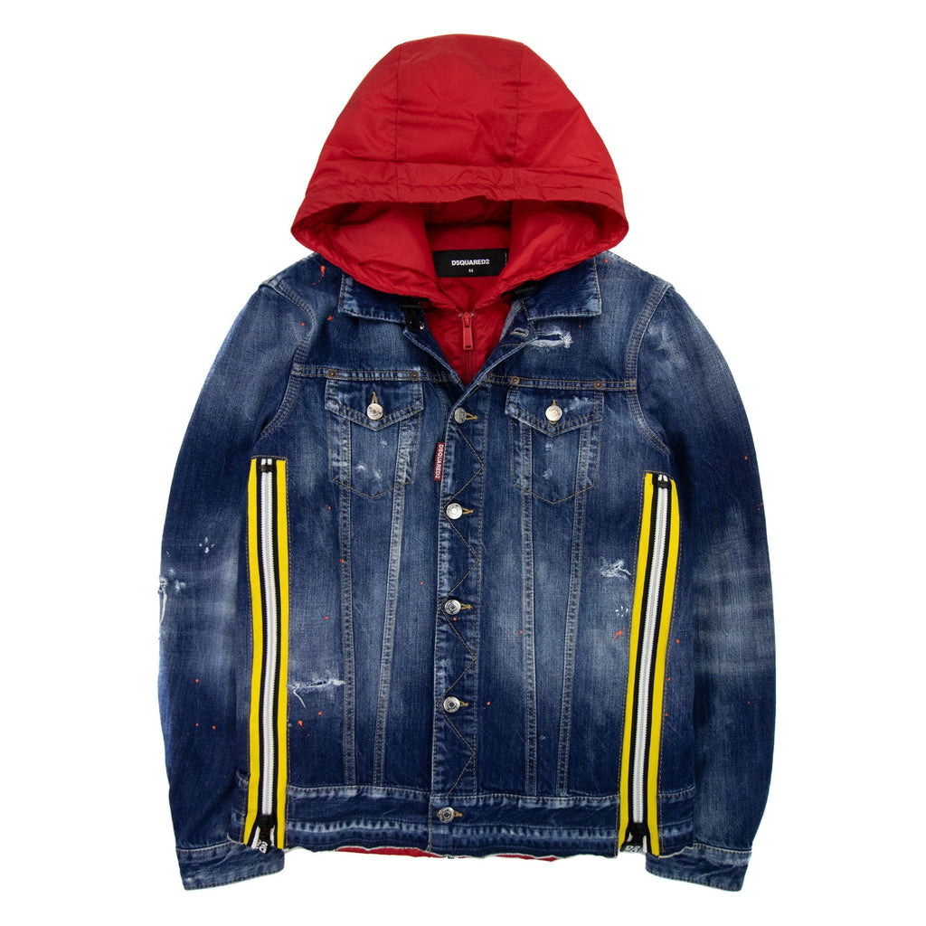 Dsquared2 Nylon Interio Contrast Hood Denim Jacket Denim 470