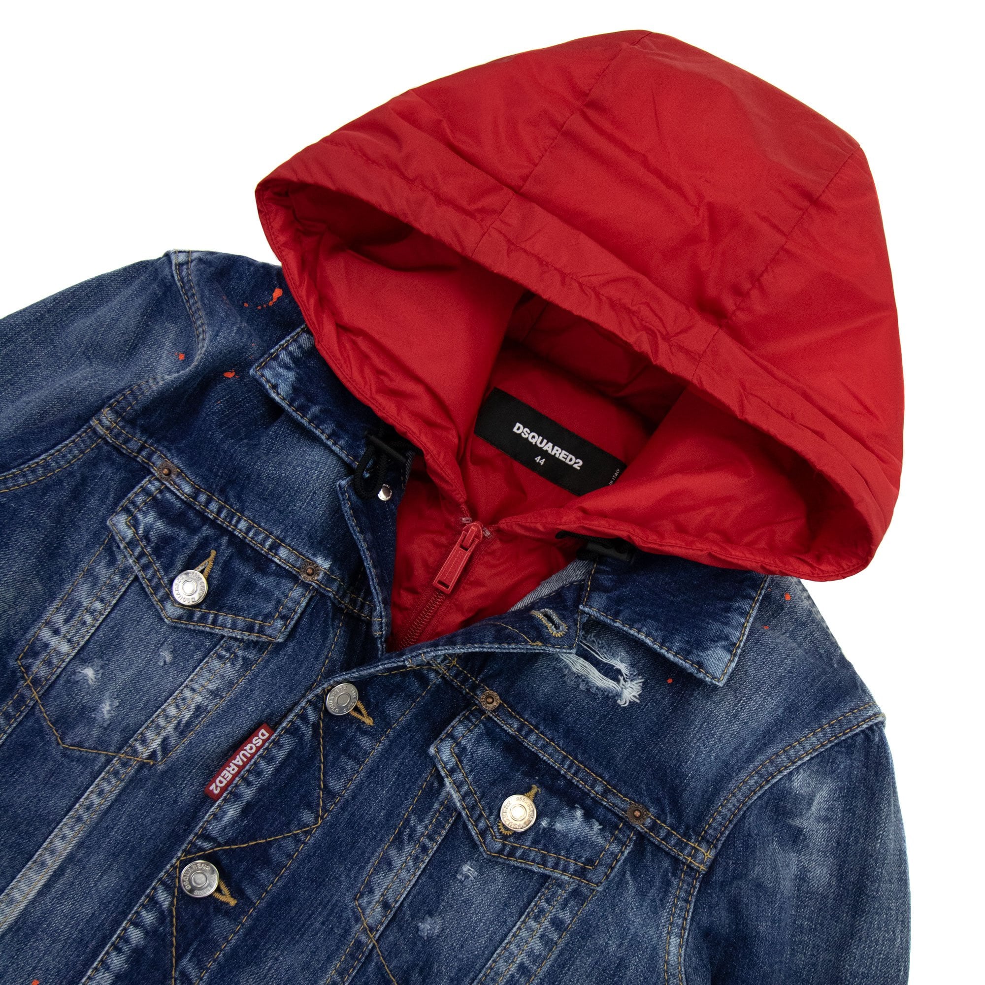 Dsquared2 Nylon Interio Contrast Hood Denim Jacket Denim 470