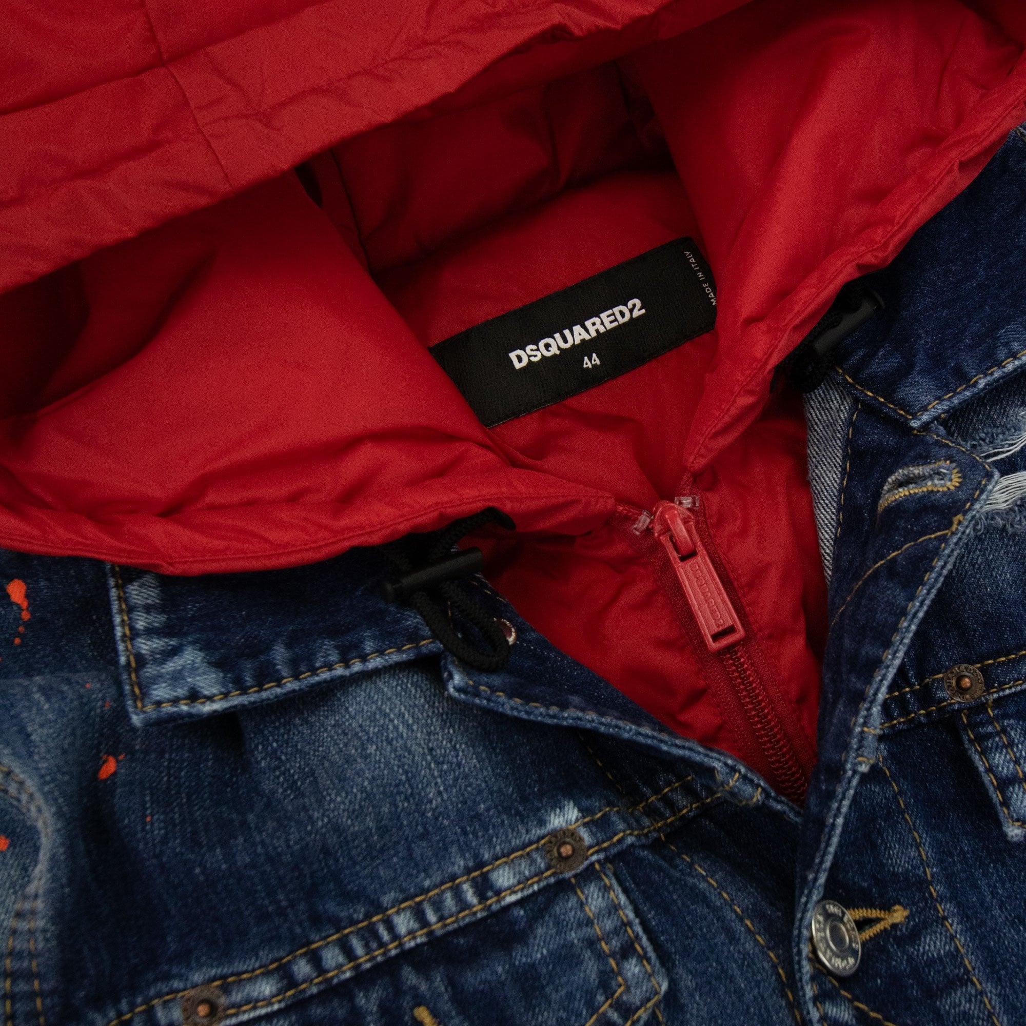 Dsquared2 Nylon Interio Contrast Hood Denim Jacket Denim 470