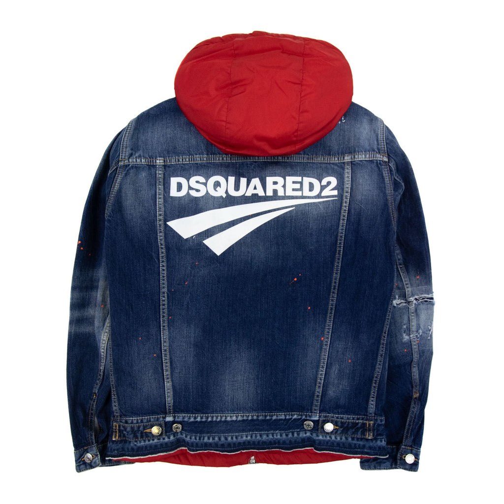 Dsquared2 Nylon Interio Contrast Hood Denim Jacket Denim 470