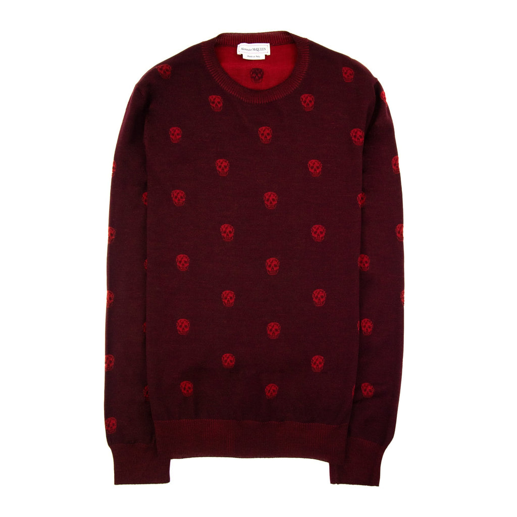 Alexander Mcqueen Skull Patterned Wool Jumper Red