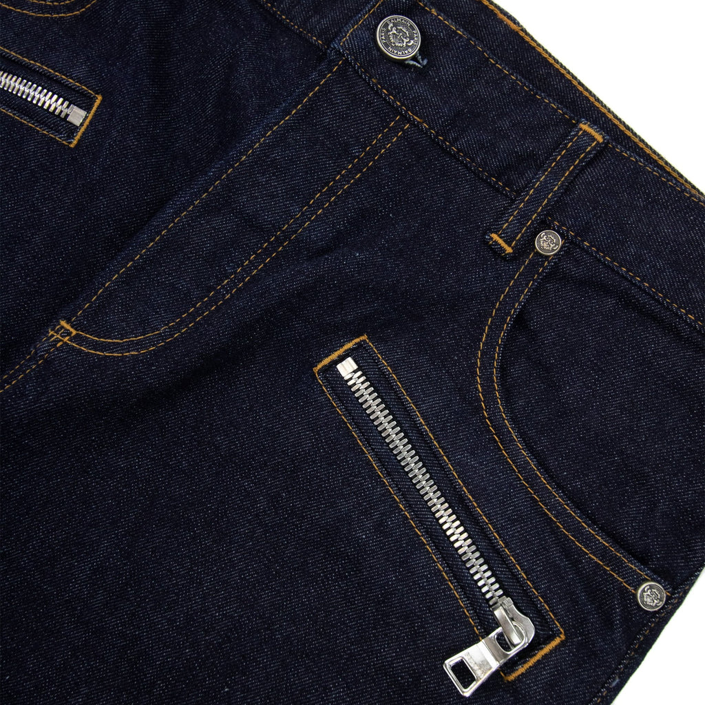 Balmain Logo Embossed Panel Jeans Denim