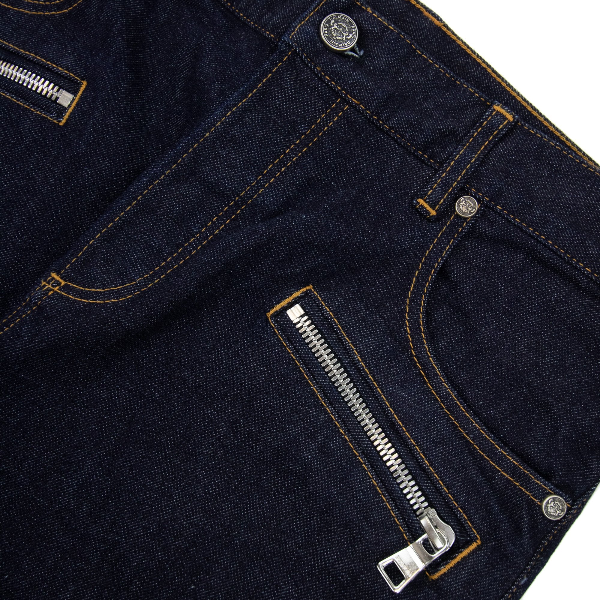 Balmain Logo Embossed Panel Jeans Denim