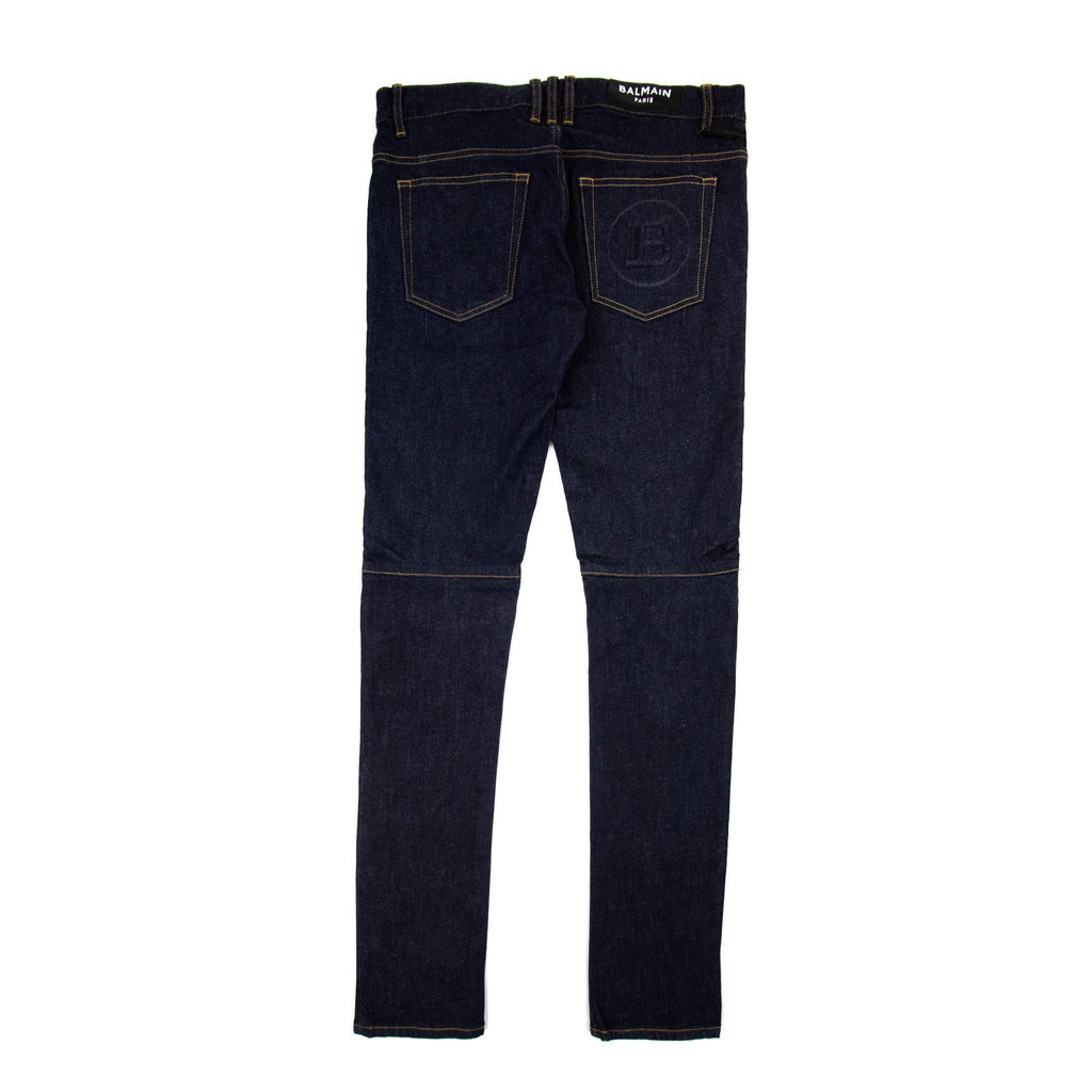 Balmain Logo Embossed Panel Jeans Denim