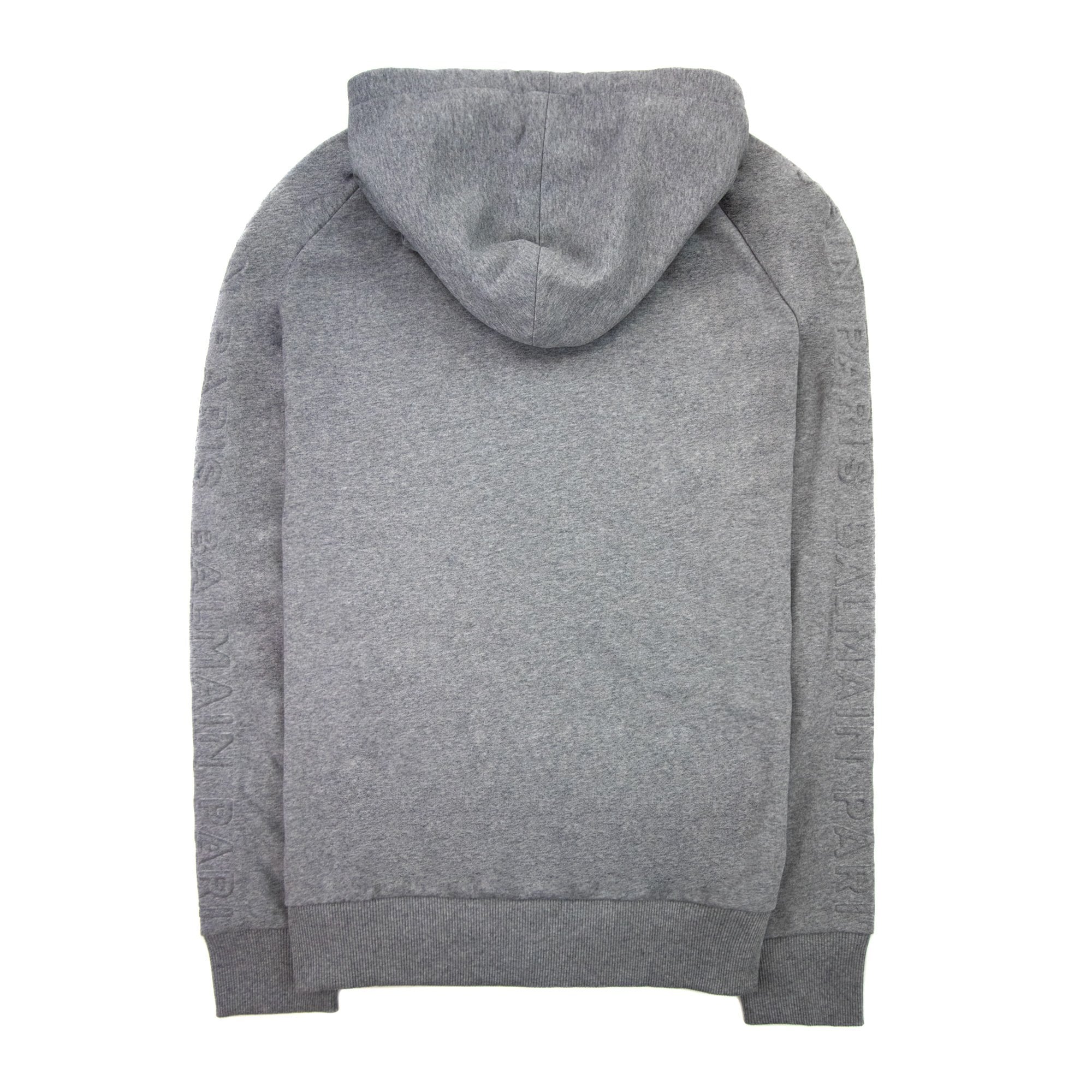 Balmain Embossed Logo Zip Hoody Grey